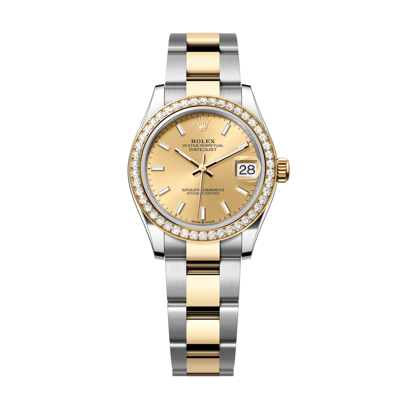 Rolex Datejust 31 31 mm Champagne-Colour Dial with Diamonds  Oystersteel and 18k Yellow Gold Oyster Bracelet 278383rbr-0013 - WATCHXNYC