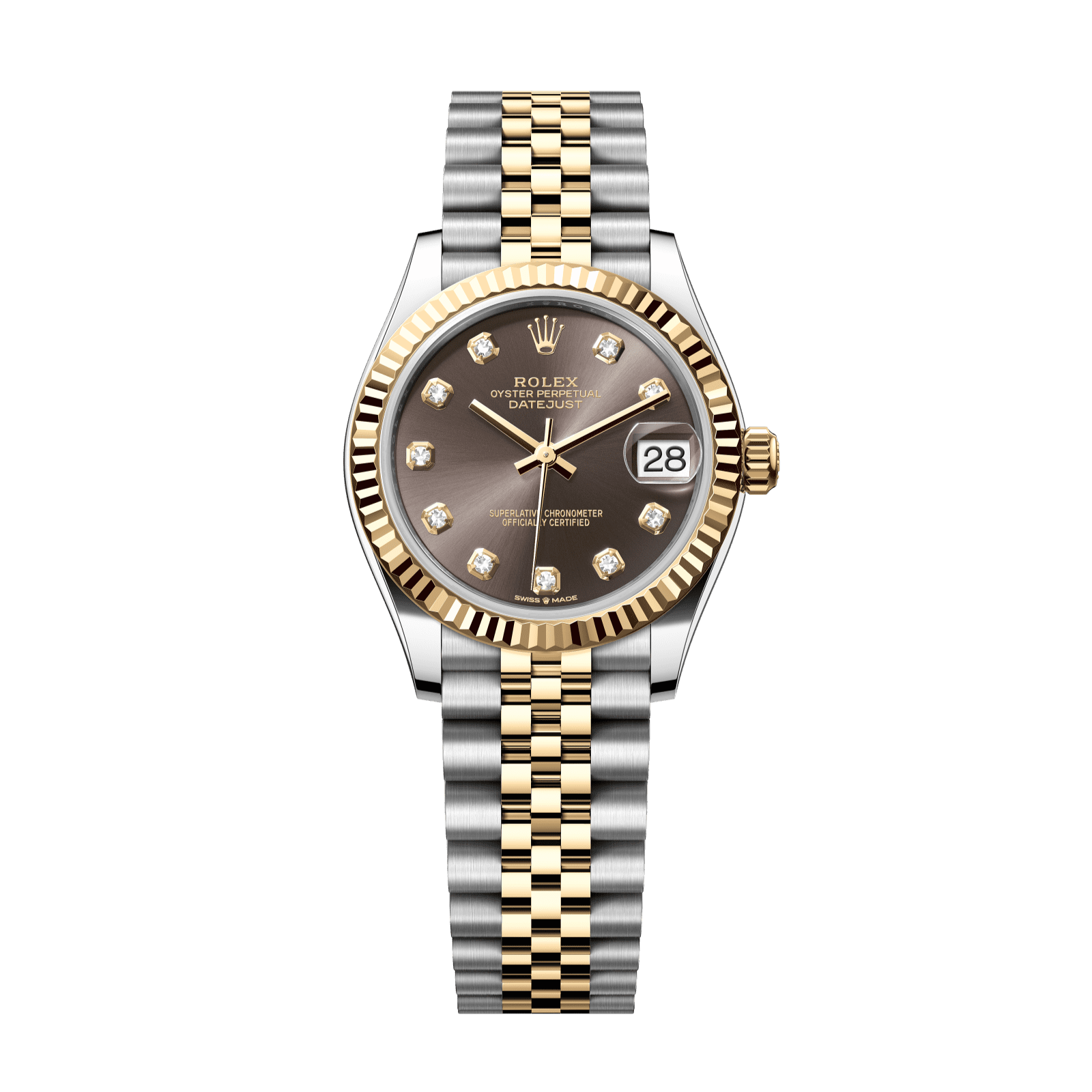 Rolex Datejust 31 31 mm Dark Grey Set With Diamonds Dial Oystersteel and 18k Yellow Gold Jubilee Bracelet 278273-0022 - WATCHXNYC