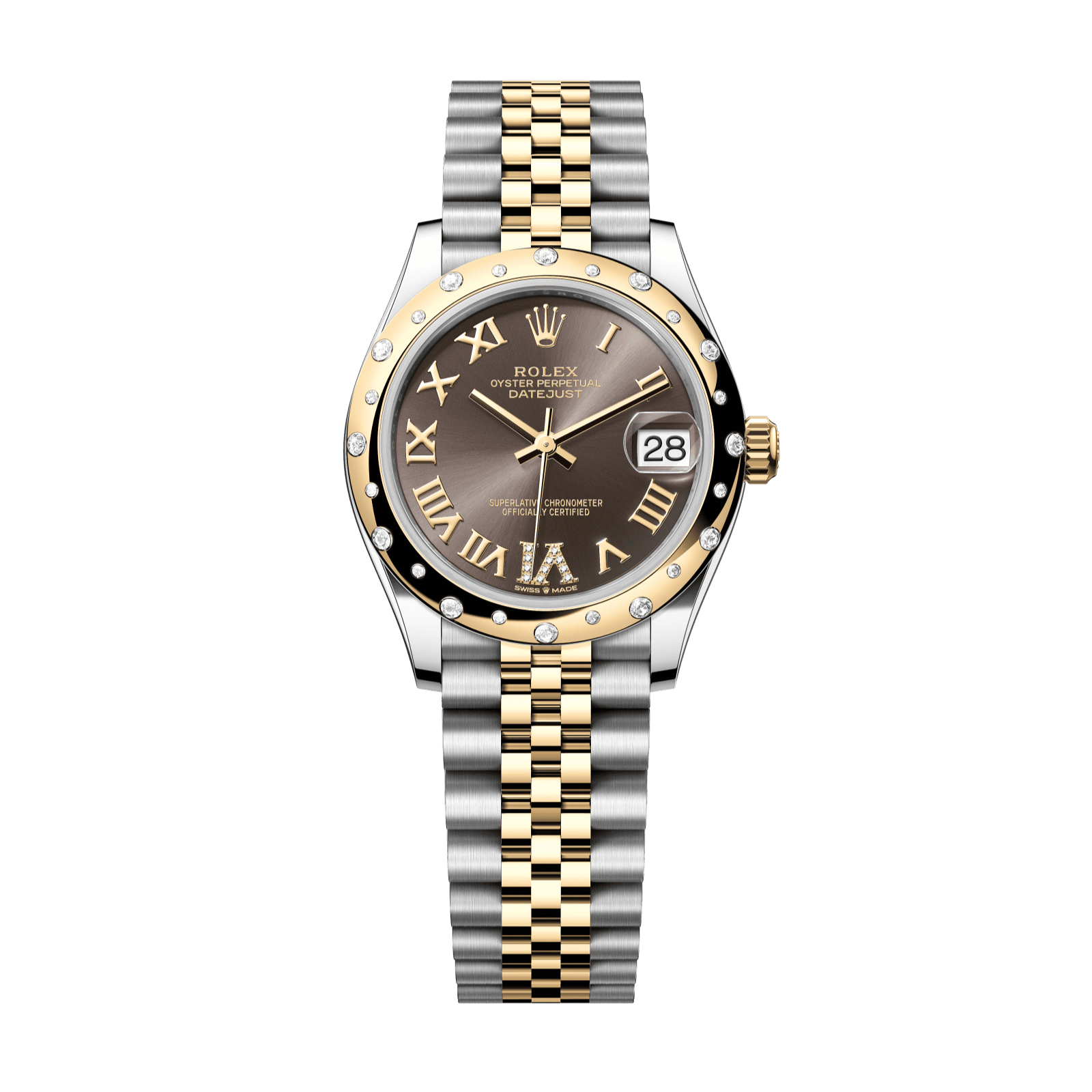 Rolex Datejust 31 31 mm Dark Grey Set With Diamonds Dial Oystersteel and 18k Yellow Gold Jubilee Bracelet 278343rbr-0018 - WATCHXNYC