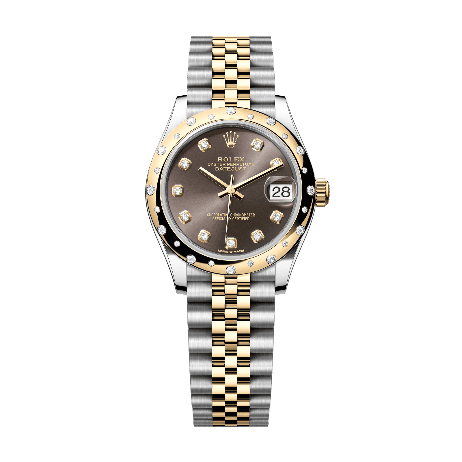 Rolex Datejust 31 31 mm Dark Grey Set With Diamonds Dial Oystersteel and 18k Yellow Gold Jubilee Bracelet 278343rbr-0022 - WATCHXNYC