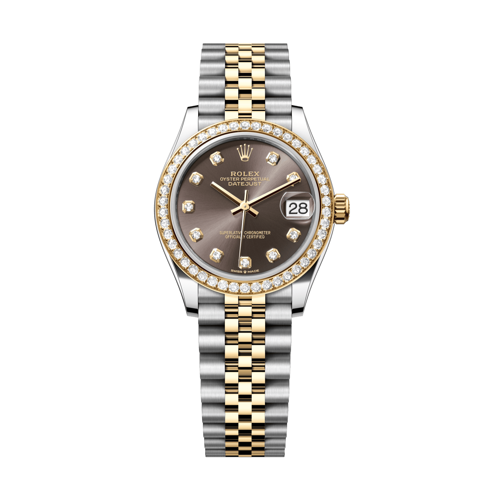 Rolex Datejust 31 31 mm Dark Grey Set With Diamonds Dial Oystersteel and 18k Yellow Gold Jubilee Bracelet 278383rbr-0022 - WATCHXNYC