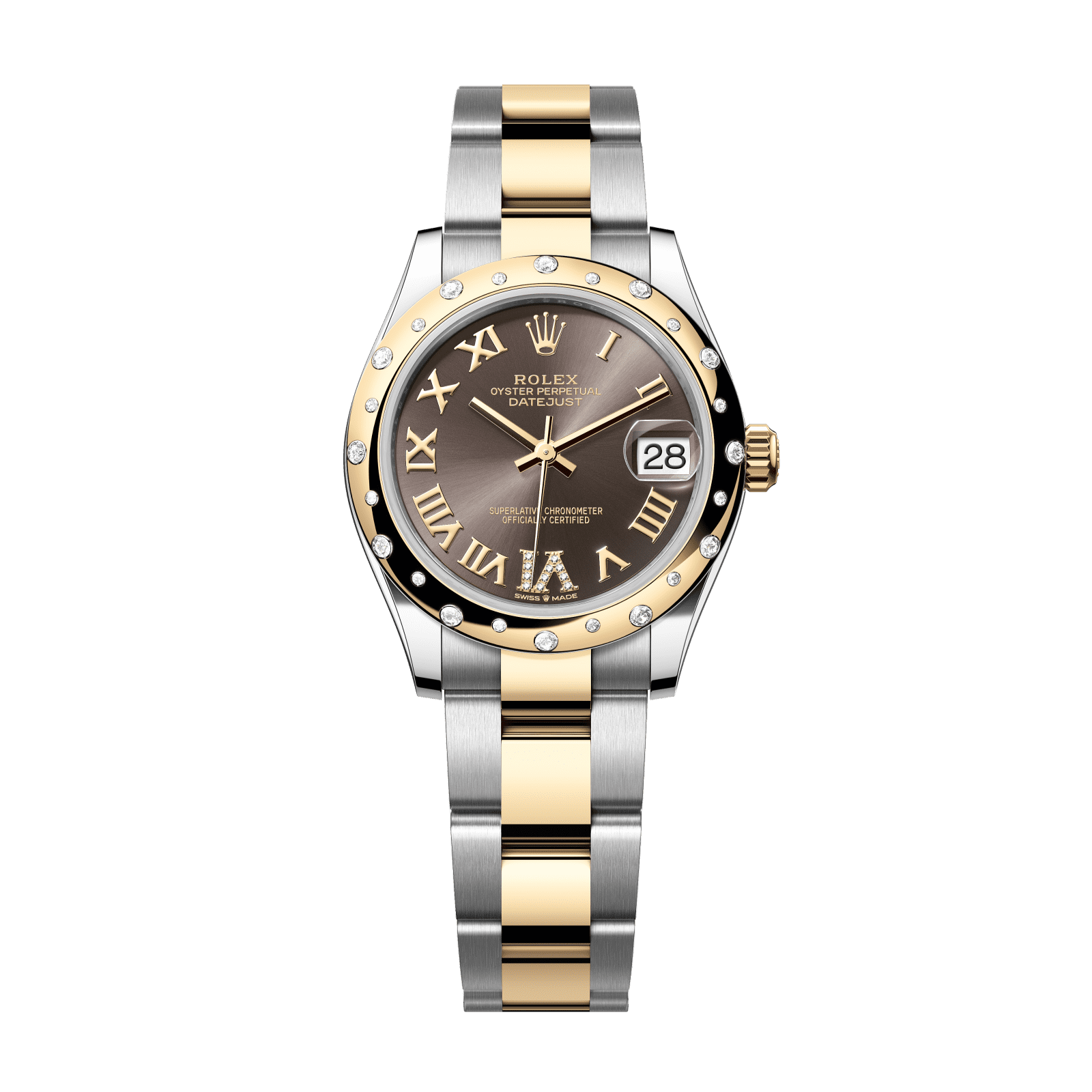 Rolex Datejust 31 31 mm Dark Grey Set With Diamonds Dial Oystersteel and 18k Yellow Gold Oyster Bracelet 278343rbr-0017 - WATCHXNYC