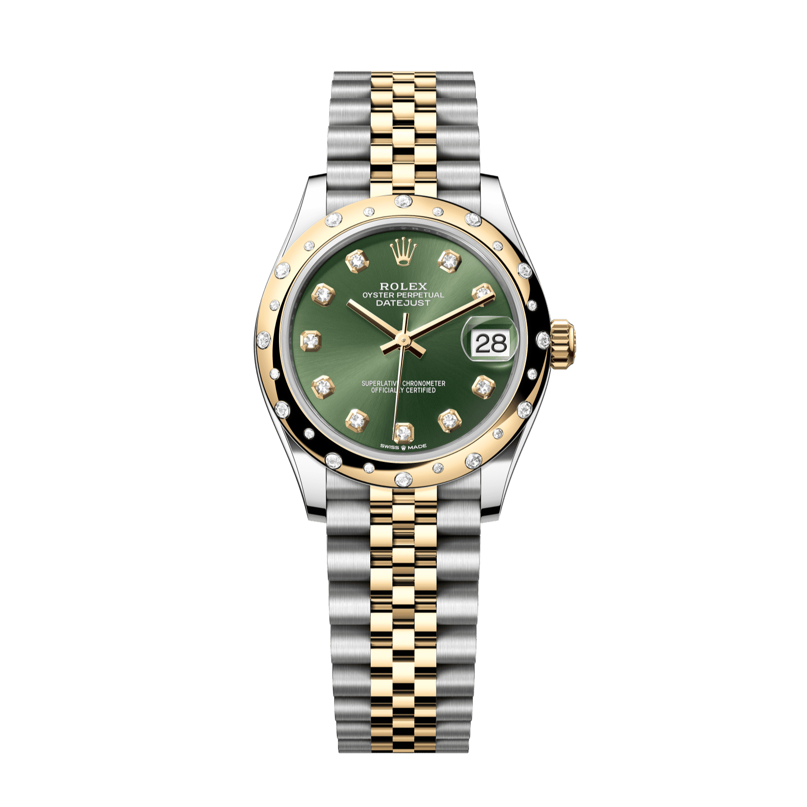 Rolex Datejust 31 31 mm Olive Green Set With Diamonds Dial Oystersteel and 18k Yellow Gold Jubilee Bracelet 278343rbr-0030 - WATCHXNYC