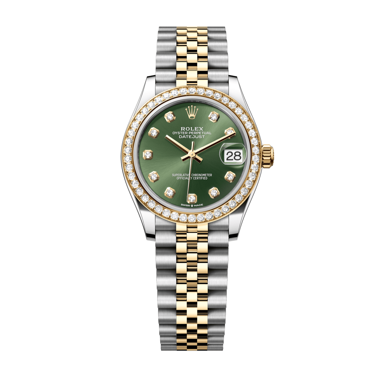 Rolex Datejust 31 31 mm Olive Green Set With Diamonds Dial Oystersteel and 18k Yellow Gold Jubilee Bracelet 278383rbr-0030 - WATCHXNYC