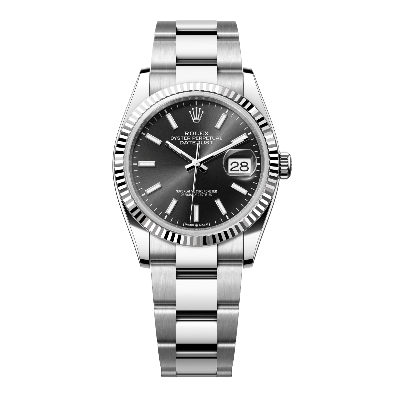 Rolex Datejust 36 36mm Bright Black Dial Oystersteel and White Gold Oyster Bracelet 126234-0016 - WATCHXNYC