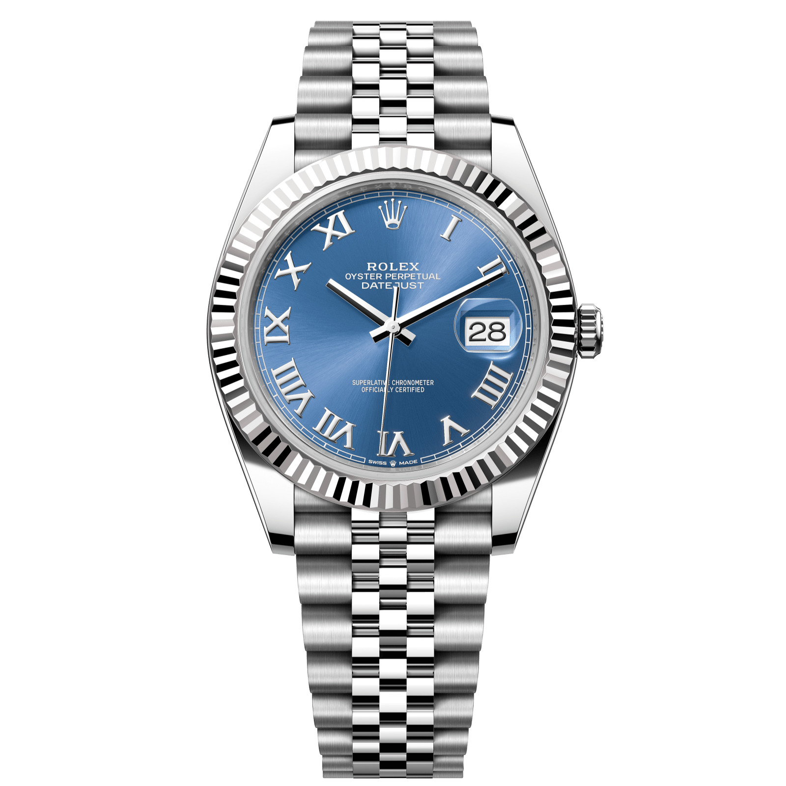 Rolex Datejust 41 41 mm Azzurro-Blue Dial Oystersteel and White Gold Jubilee Bracelet 126334-0026 - WATCHXNYC