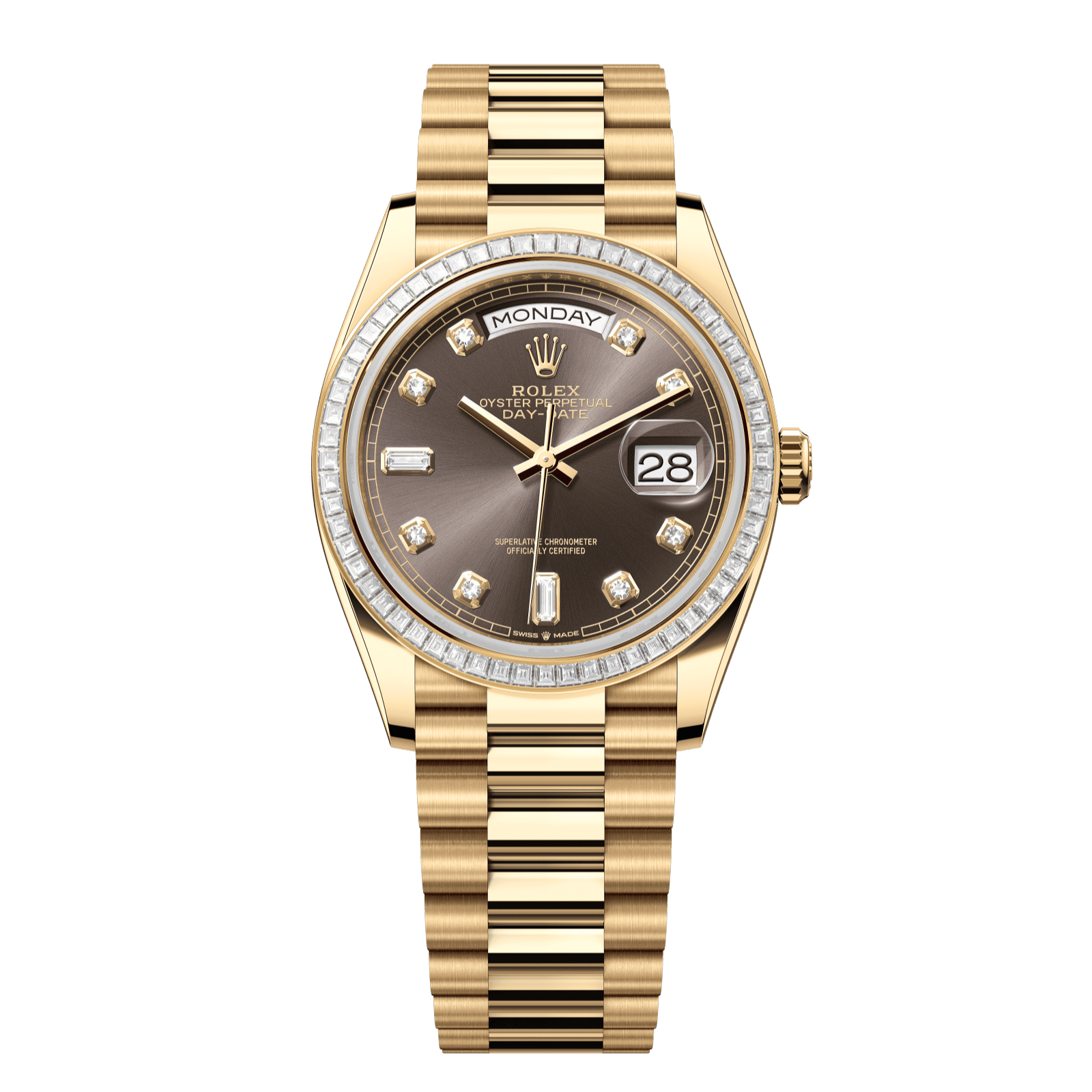 Rolex Day-Date 36 36 mm Dark Grey Set With Diamonds Dial 18k Yellow Gold President Bracelet 128398tbr-0006 - WATCHXNYC