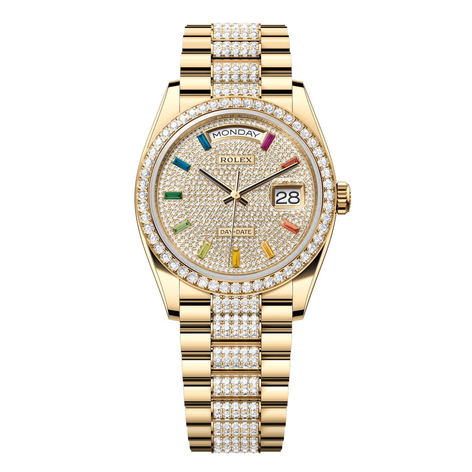 Rolex Day-Date 36 36 mm Diamond-Paved Dial 18k Yellow Gold President Bracelet 128348rbr-0031 - WATCHXNYC