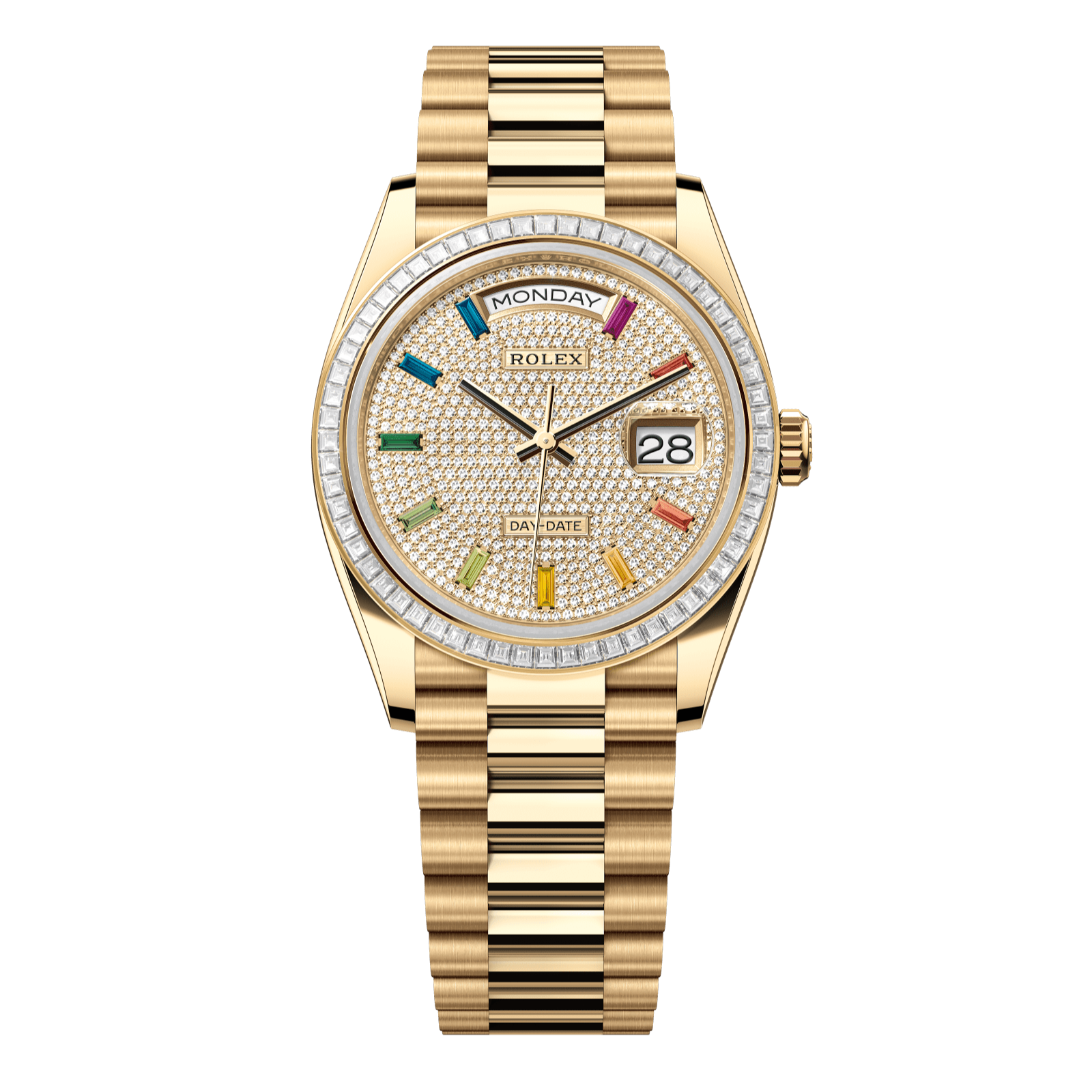Rolex Day-Date 36 36 mm Diamond-Paved Dial 18k Yellow Gold President Bracelet 128398tbr-0012 - WATCHXNYC