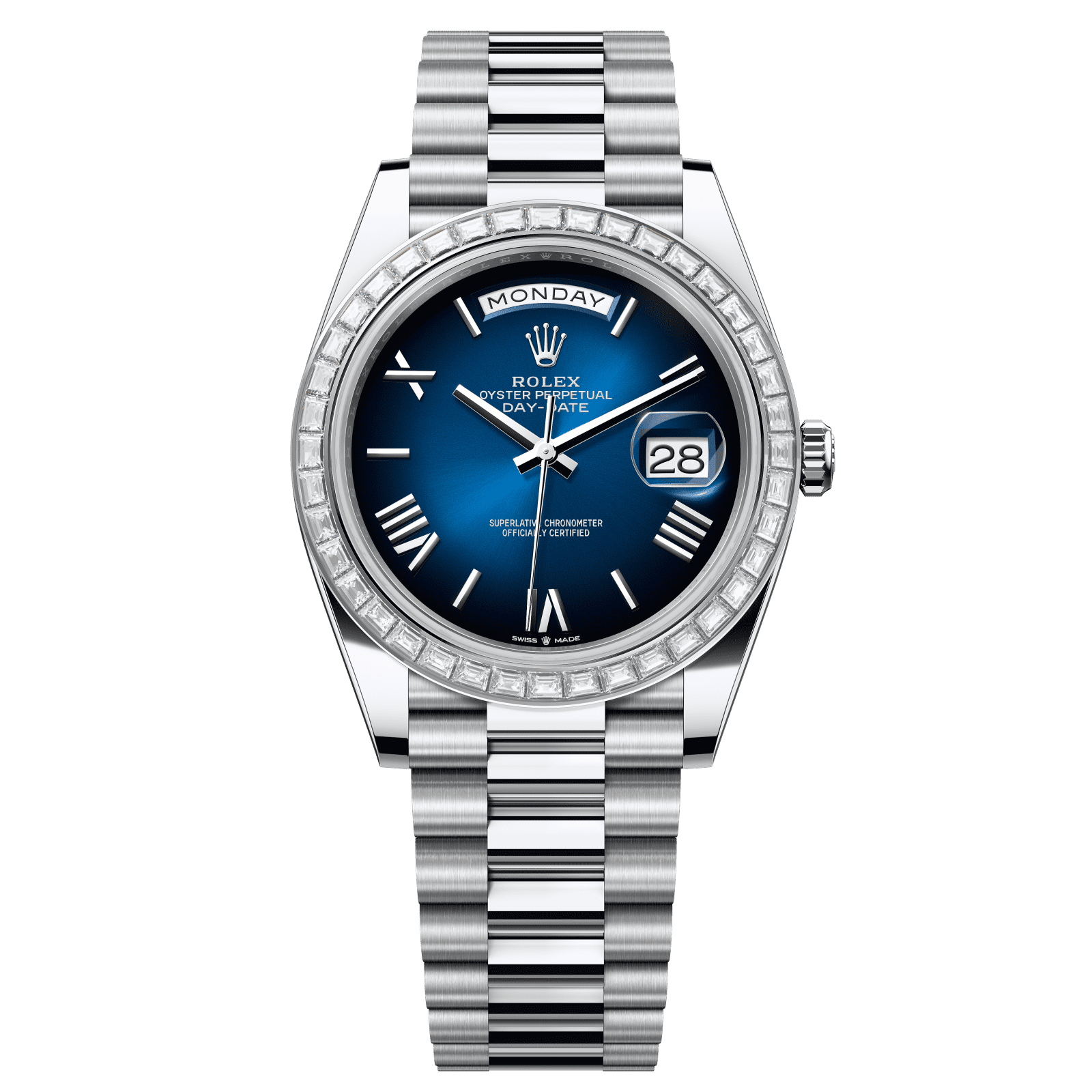 Rolex Day-Date 40 40 mm Blue OmbrÈ Dial with Diamonds Platinum President Bracelet 228396tbr-0042 - WATCHXNYC
