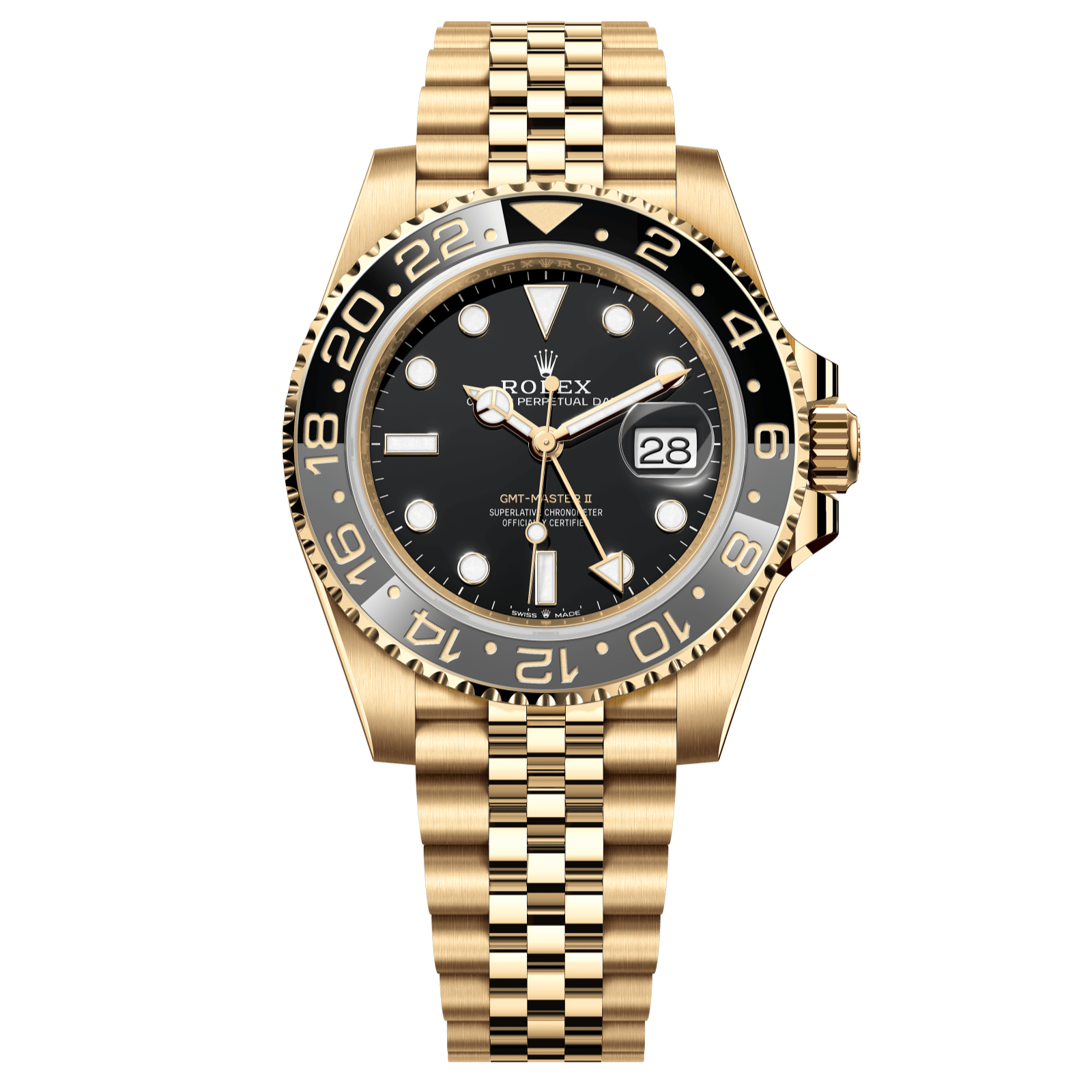 Rolex GMT-Master II 40 mm Black Dial 18k Yellow Gold Jubilee Bracelet 126718grnr-0001 - WATCHXNYC