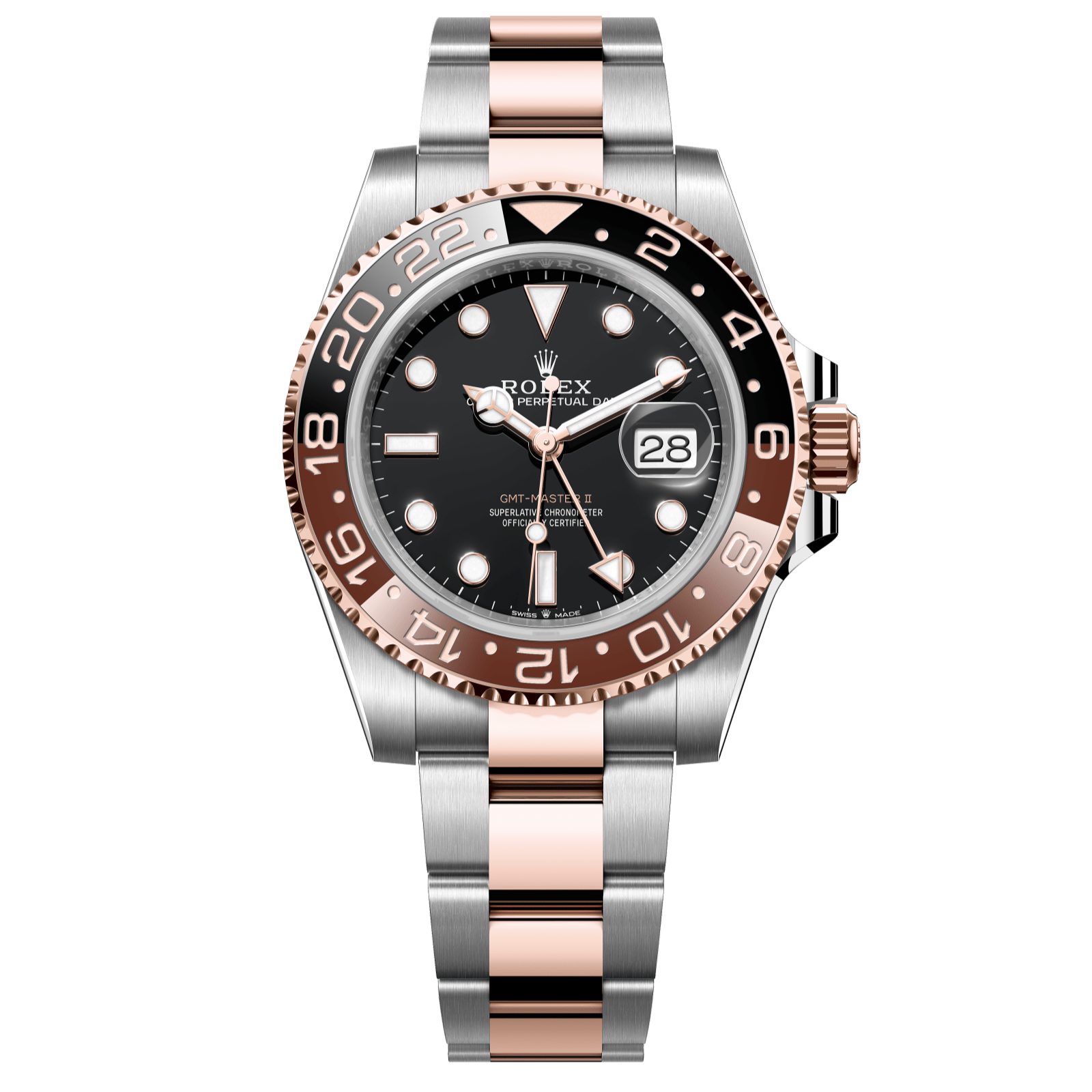 Rolex GMT-Master II Rootbeer 40 mm Black Dial Oystersteel and Everose Gold Oyster Bracelet 126711chnr-0002 - WATCHXNYC