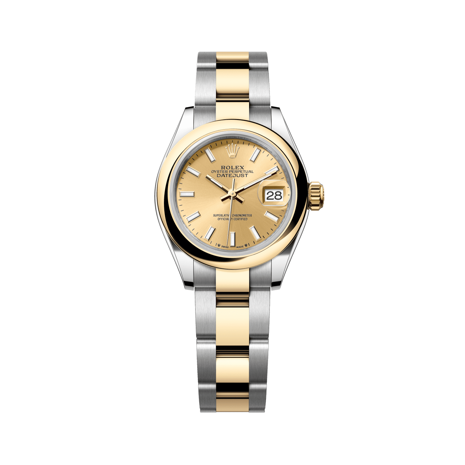 Rolex Lady-Datejust 28 mm Champagne-Colour Dial 18 kt Yellow Gold Oyster Bracelet 279163-0002 - WATCHXNYC