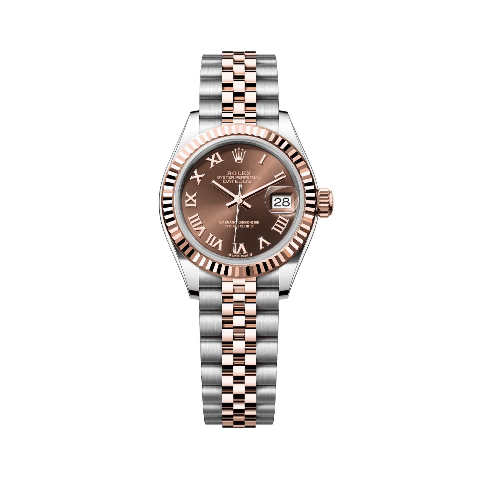 Rolex Lady-Datejust 28 mm Chocolate  Dial Oystersteel and Everose Gold Jubilee Bracelet 279171-0009 - WATCHXNYC