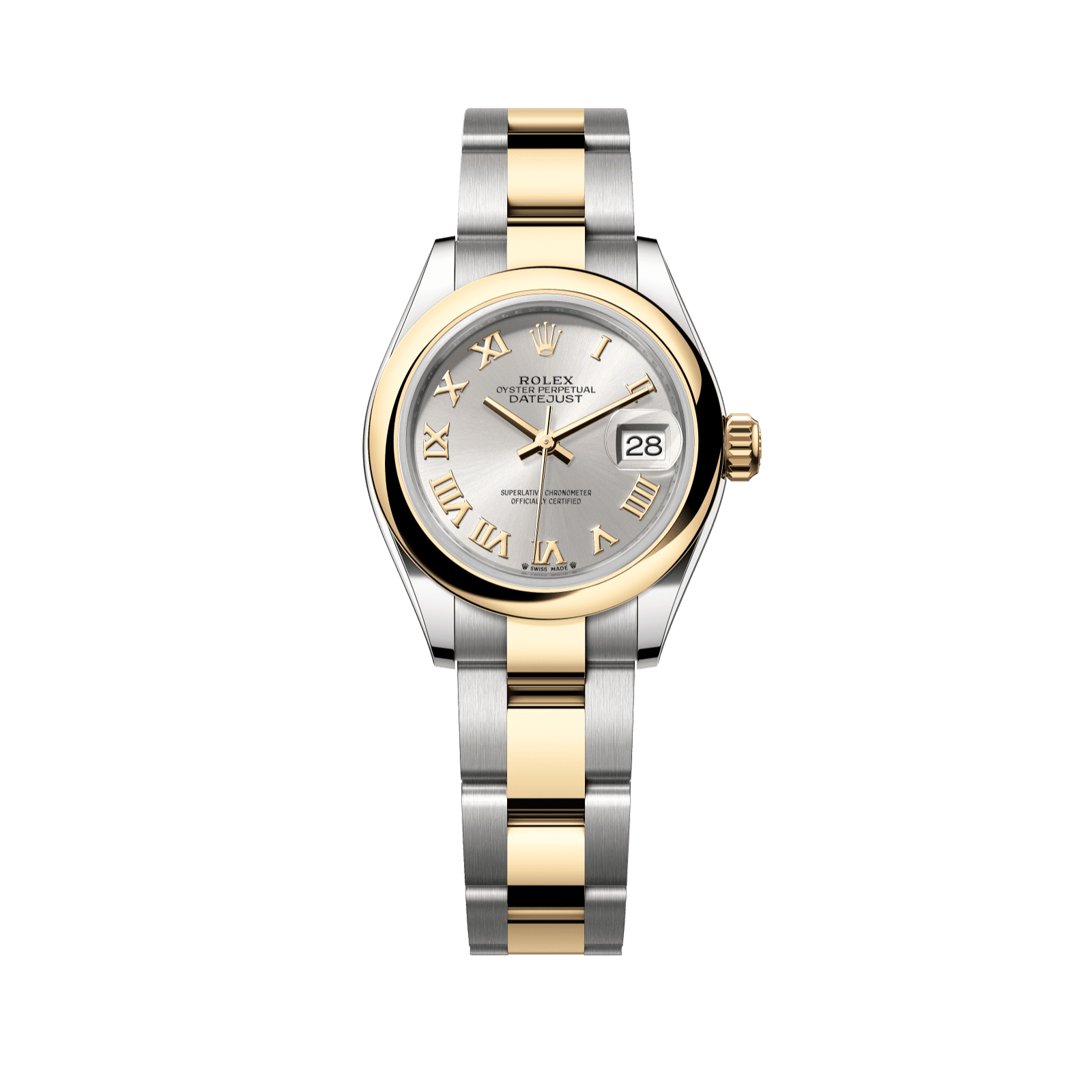 Rolex Lady-Datejust 28 mm Silver Dial 18 kt Yellow Gold Oyster Bracelet 279163-0006 - WATCHXNYC