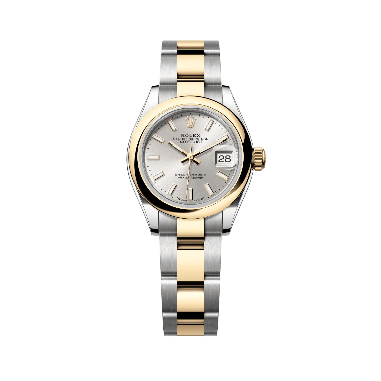 Rolex Lady-Datejust 28 mm Silver Dial 18 kt Yellow Gold Oyster Bracelet 279163-0020 - WATCHXNYC