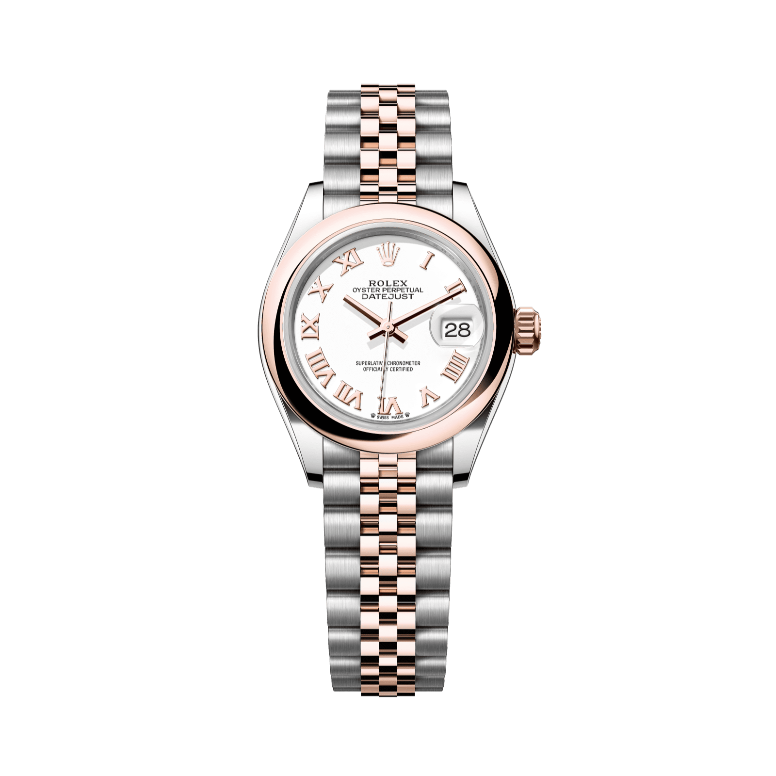 Rolex Lady-Datejust 28 mm White Dial Oystersteel and Everose Gold Jubilee Bracelet 279161-0021 - WATCHXNYC