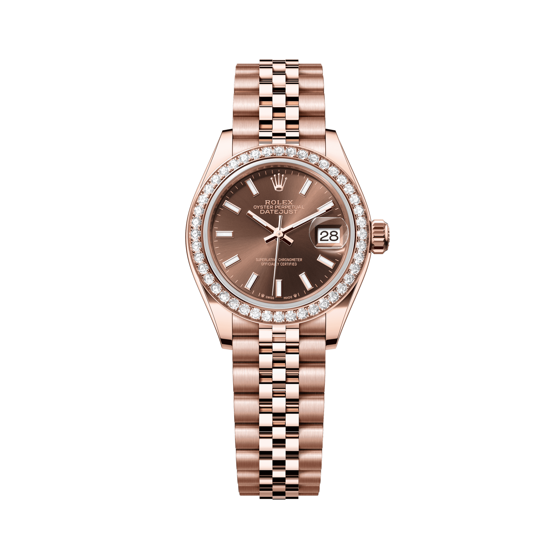Rolex Oyster 28 mm Chocolate Dial 18 kt Everose Gold Jubilee 279135rbr-0008 - WATCHXNYC