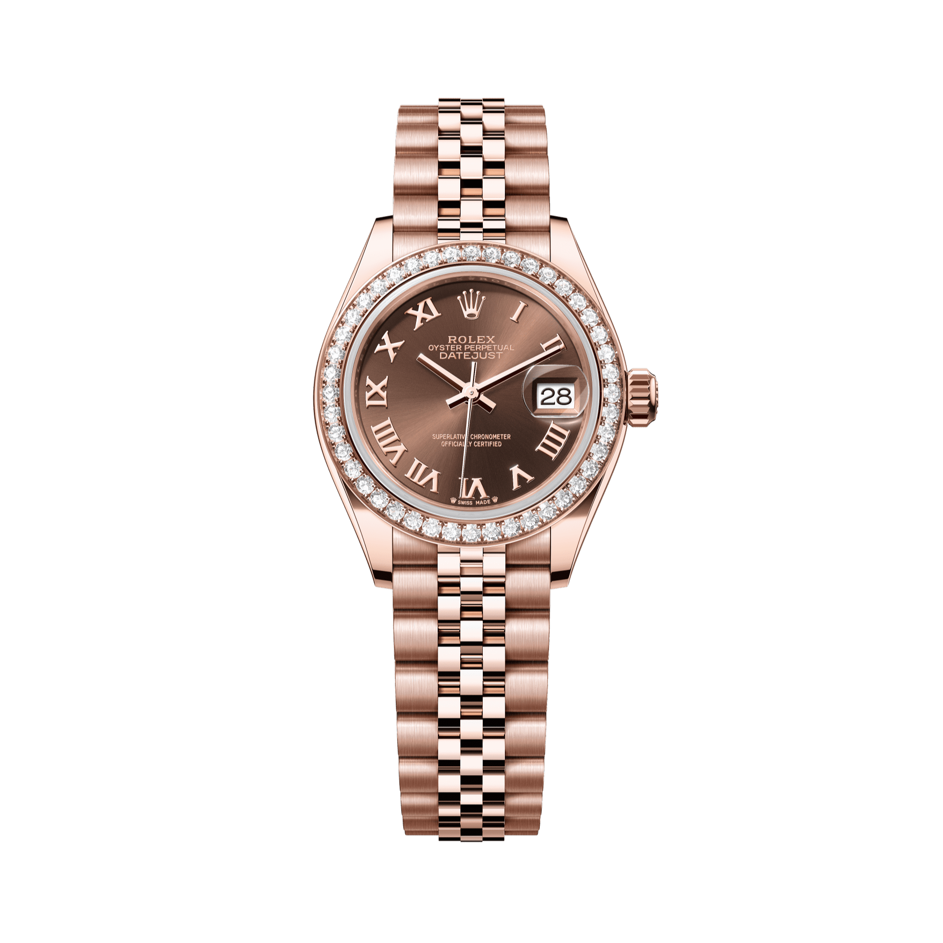 Rolex Oyster 28 mm Chocolate Dial 18 kt Everose Gold Jubilee 279135rbr-0012 - WATCHXNYC