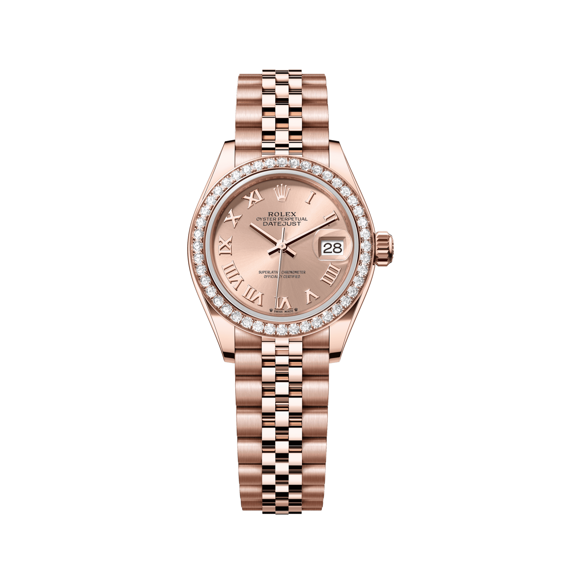 Rolex Oyster 28 mm Rose-colour Dial 18 kt Everose Gold Jubilee 279135rbr-0028 - WATCHXNYC
