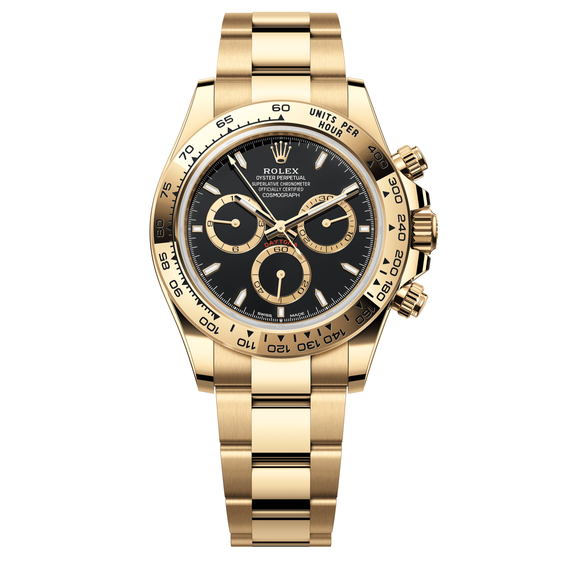 Rolex Oyster 40 mm Black, Golden Counter Rings Dial 18k Yellow Gold Oysterflex 126508-0004 - WATCHXNYC