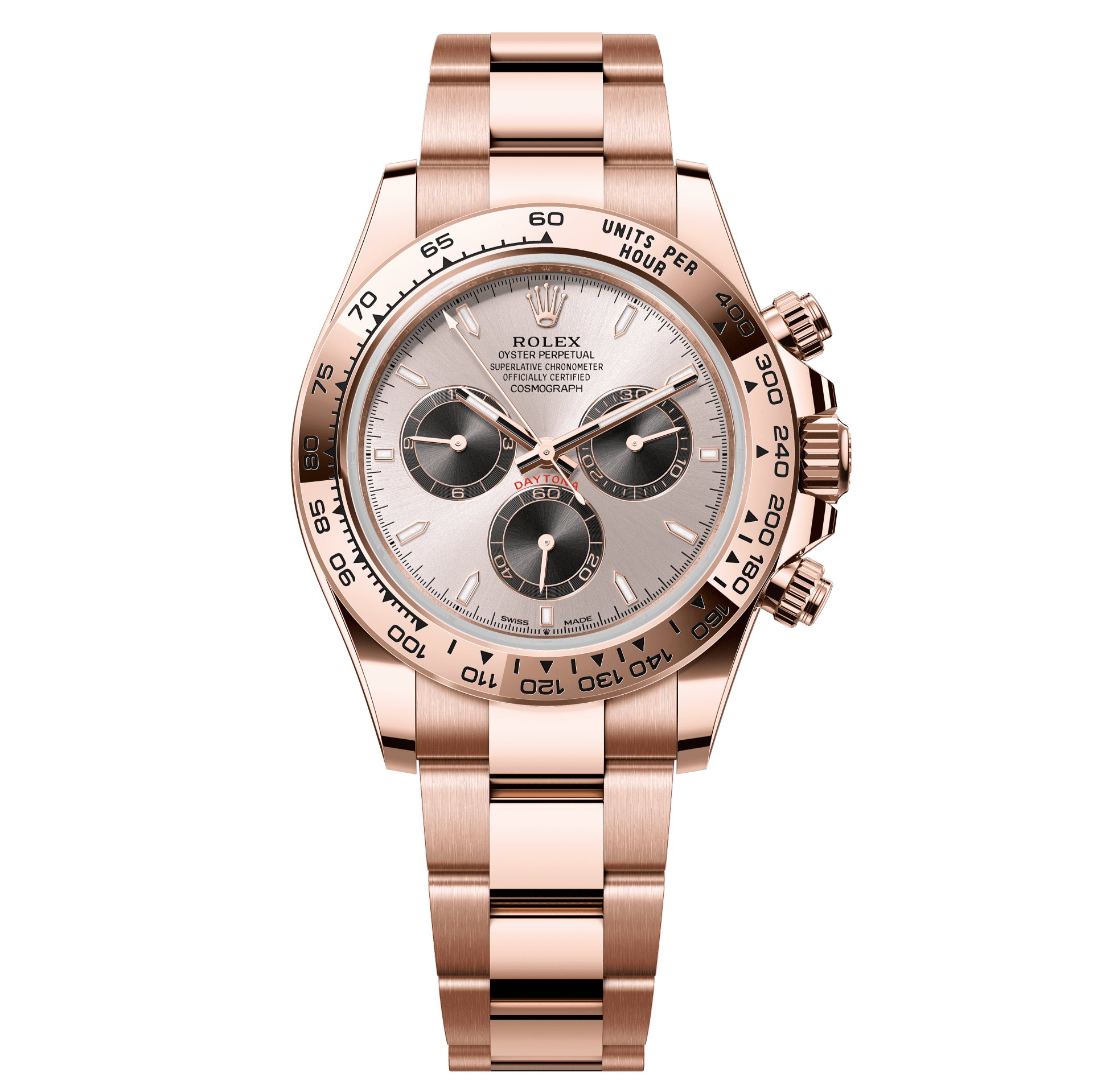 Rolex Oyster 40 mm Bright Black and Sundust Set With Diamonds Dial 18 kt Everose Gold Oysterflex 126505-0002 - WATCHXNYC