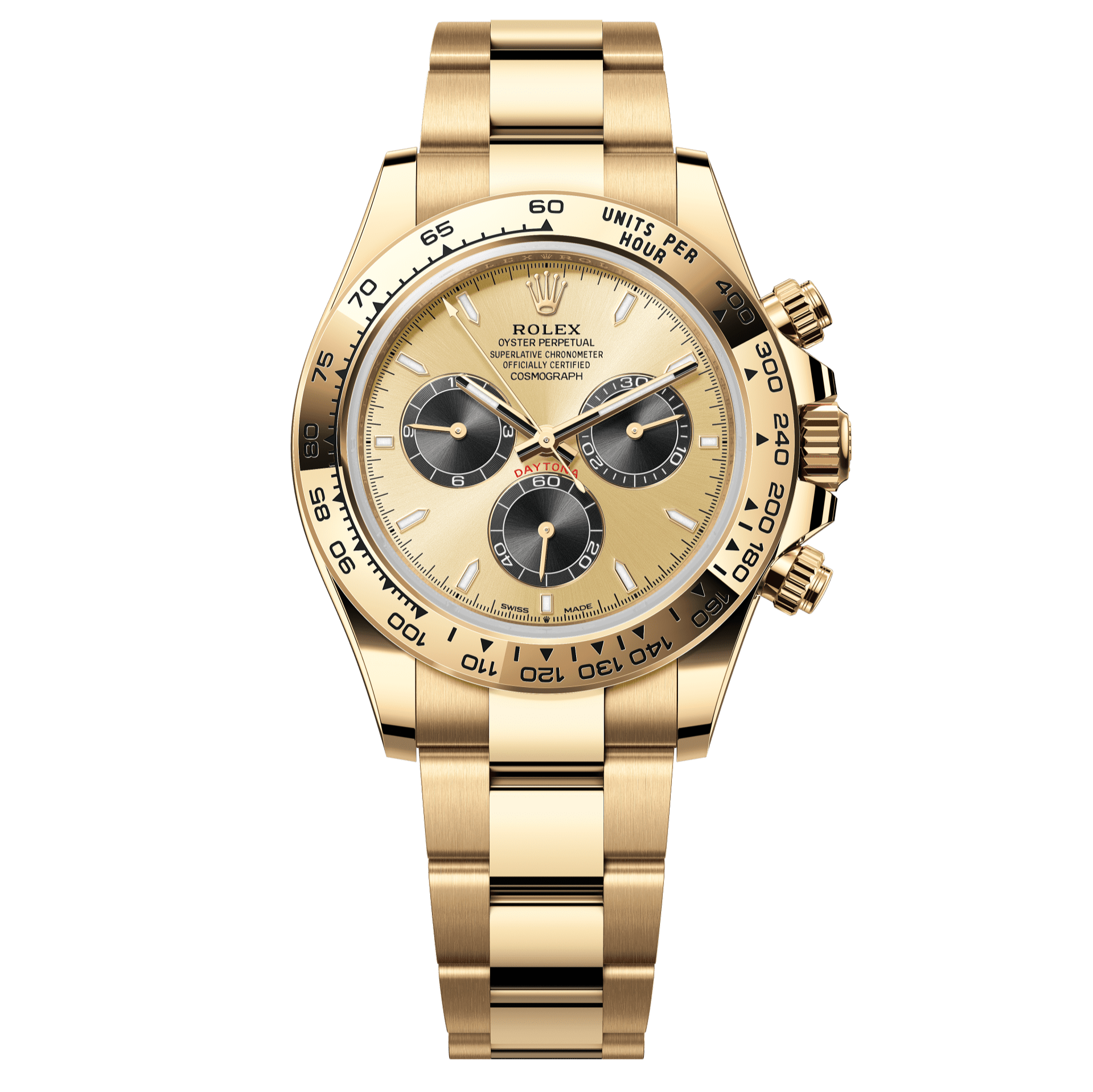 Rolex Oyster 40 mm Golden and Bright Black Dial 18k Yellow Gold Oysterflex 126508-0006 - WATCHXNYC