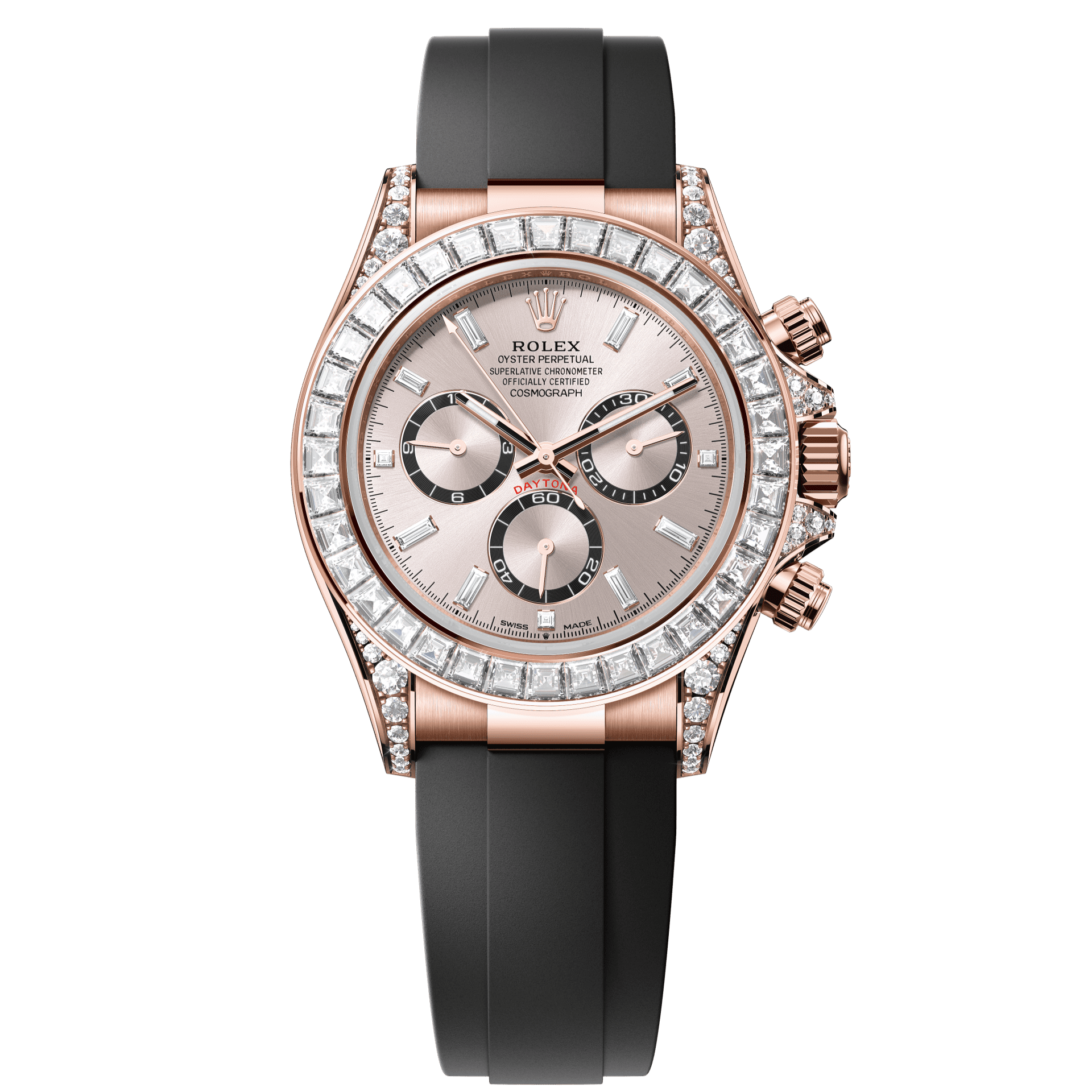 Rolex Oyster 40 mm Sundust and Bright Black Counter Rings Set With Diamonds Dial 18 kt Everose Gold With Lugs Set With Diamonds Oysterflex 126535tbr-0002 - WATCHXNYC