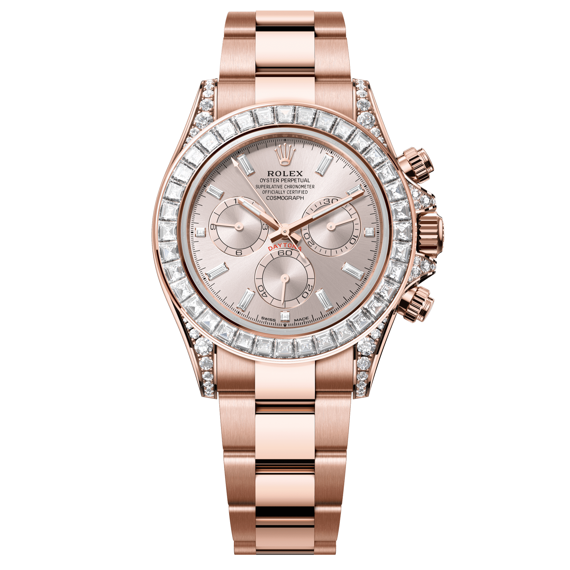 Rolex Oyster 40 mm Sundust Set With Diamonds Dial 18 kt Everose Gold With Lugs Set With Diamonds Oysterflex 126595tbr-0001 - WATCHXNYC
