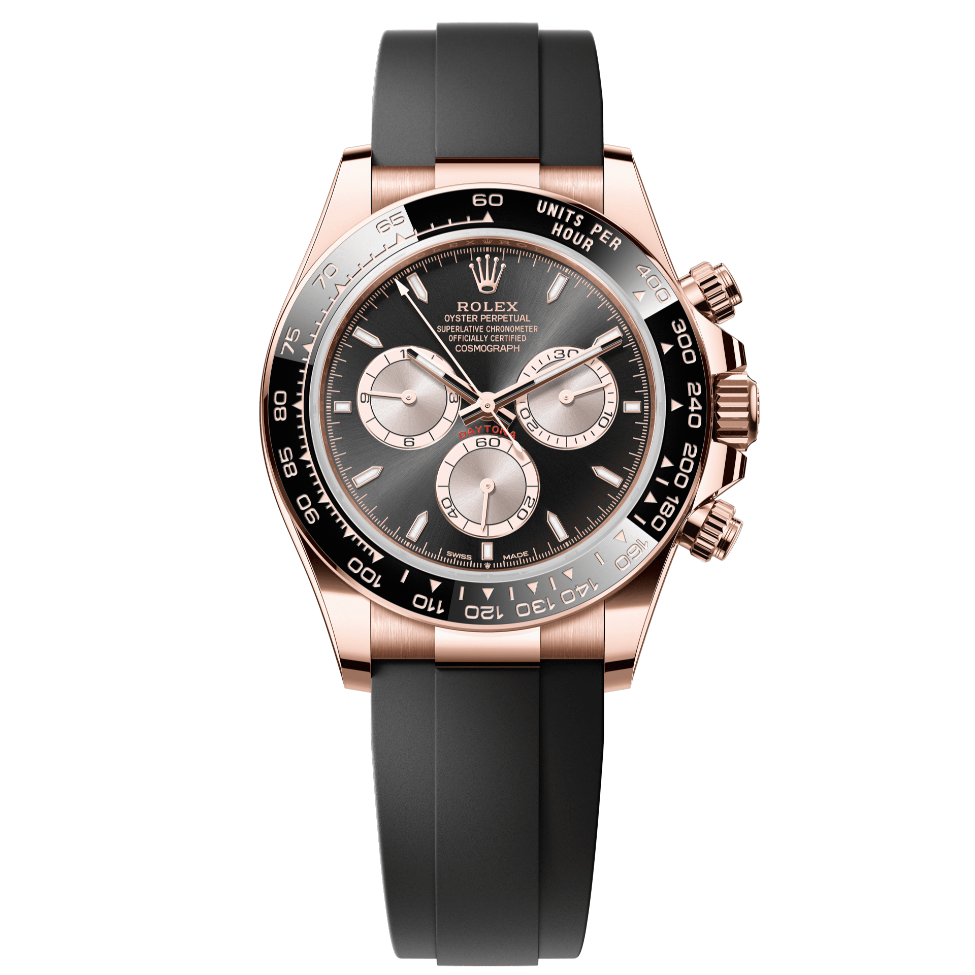 Rolex Oyster 42 mm Bright Black and Sundust Dial 18 kt Everose gold  Oysterflex 126515ln-0002 - WATCHXNYC