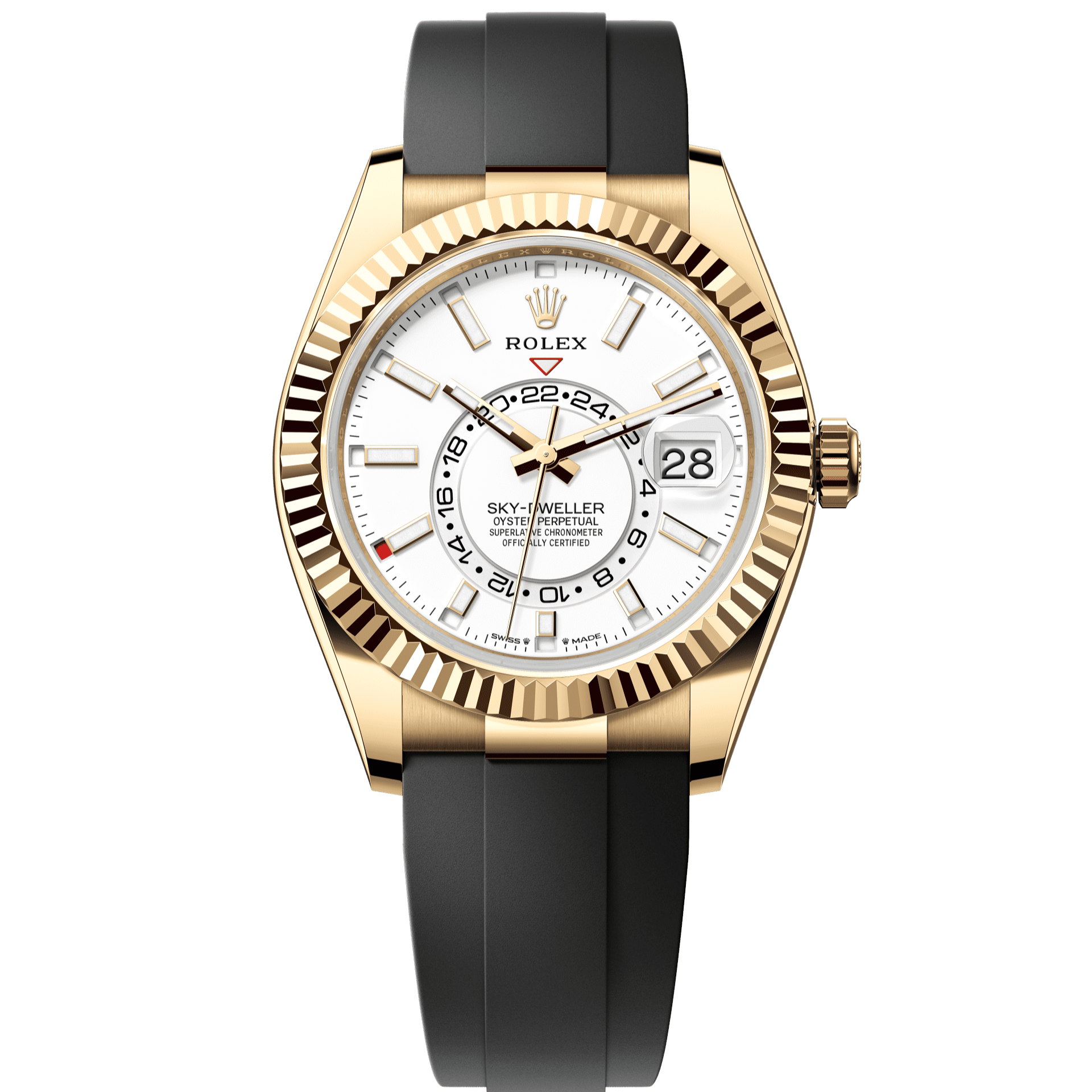 Rolex Oyster 42 mm Intense White Dial 18k Yellow Gold Oysterflex 336238-0003 - WATCHXNYC