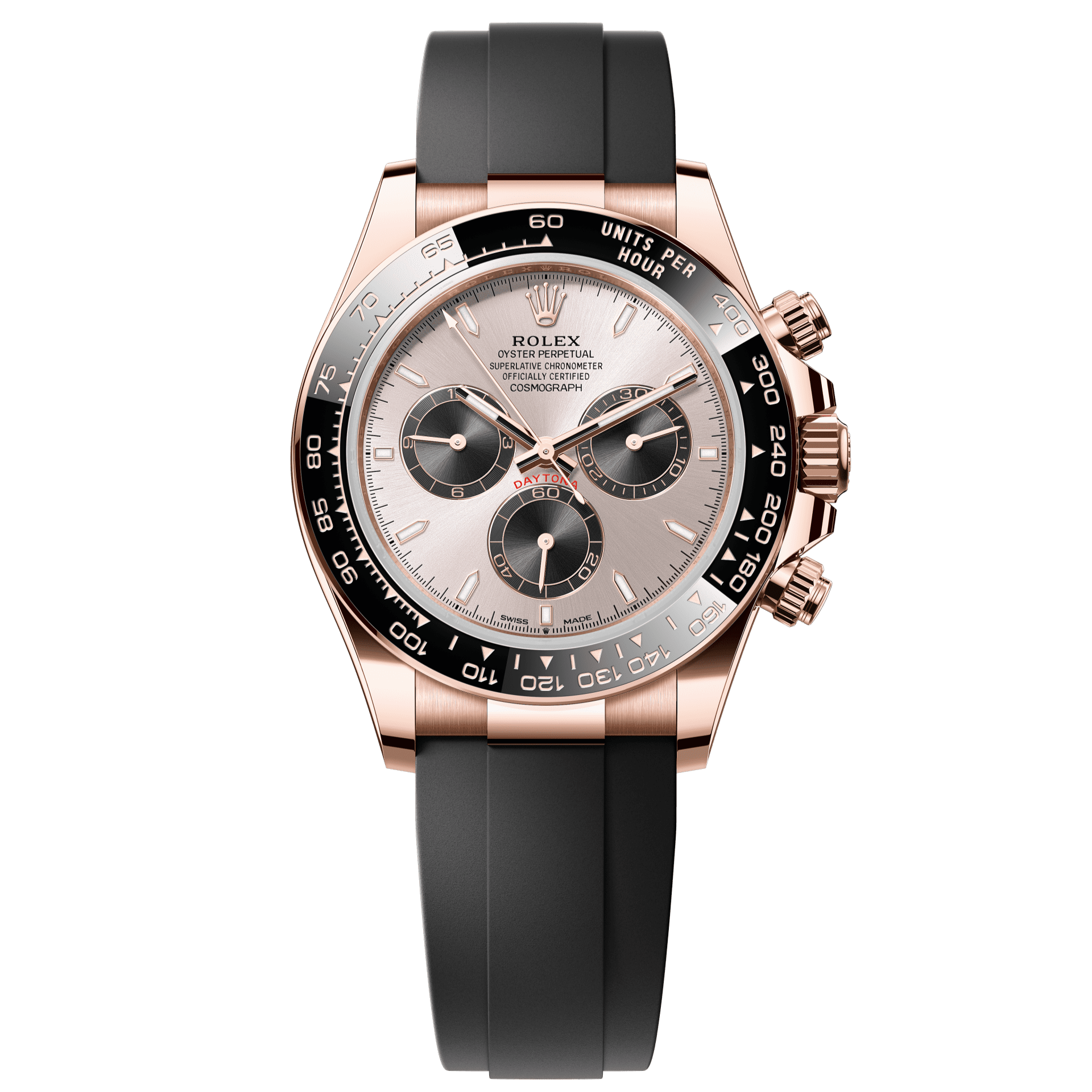 Rolex Oyster 42 mm Sundust and Bright Black  Dial 18 kt Everose gold  Oysterflex 126515ln-0006 - WATCHXNYC