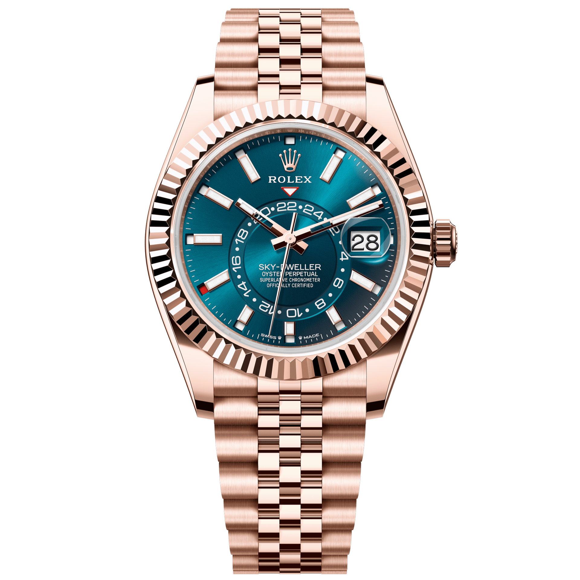 Rolex Sky-Dweller 42 mm Blue-Green Dial 18 kt Everose Gold Jubilee 336935-0005 - WATCHXNYC