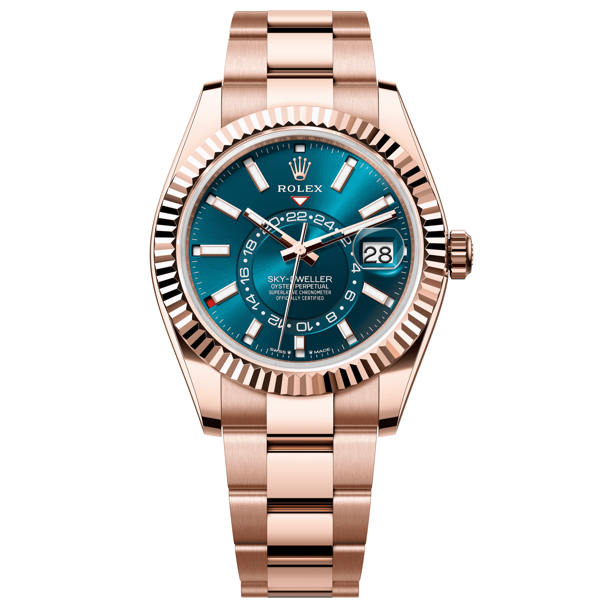 Rolex Sky-Dweller 42 mm Blue-Green Dial 18 kt Everose Gold Oyster 336935-0001 - WATCHXNYC