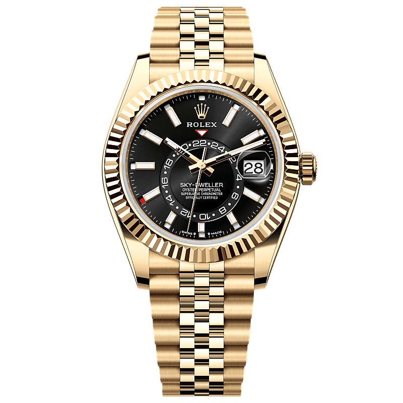 Rolex Sky-Dweller 42 mm Bright Black Dial 18k Yellow Gold Jubilee 336938-0005 - WATCHXNYC