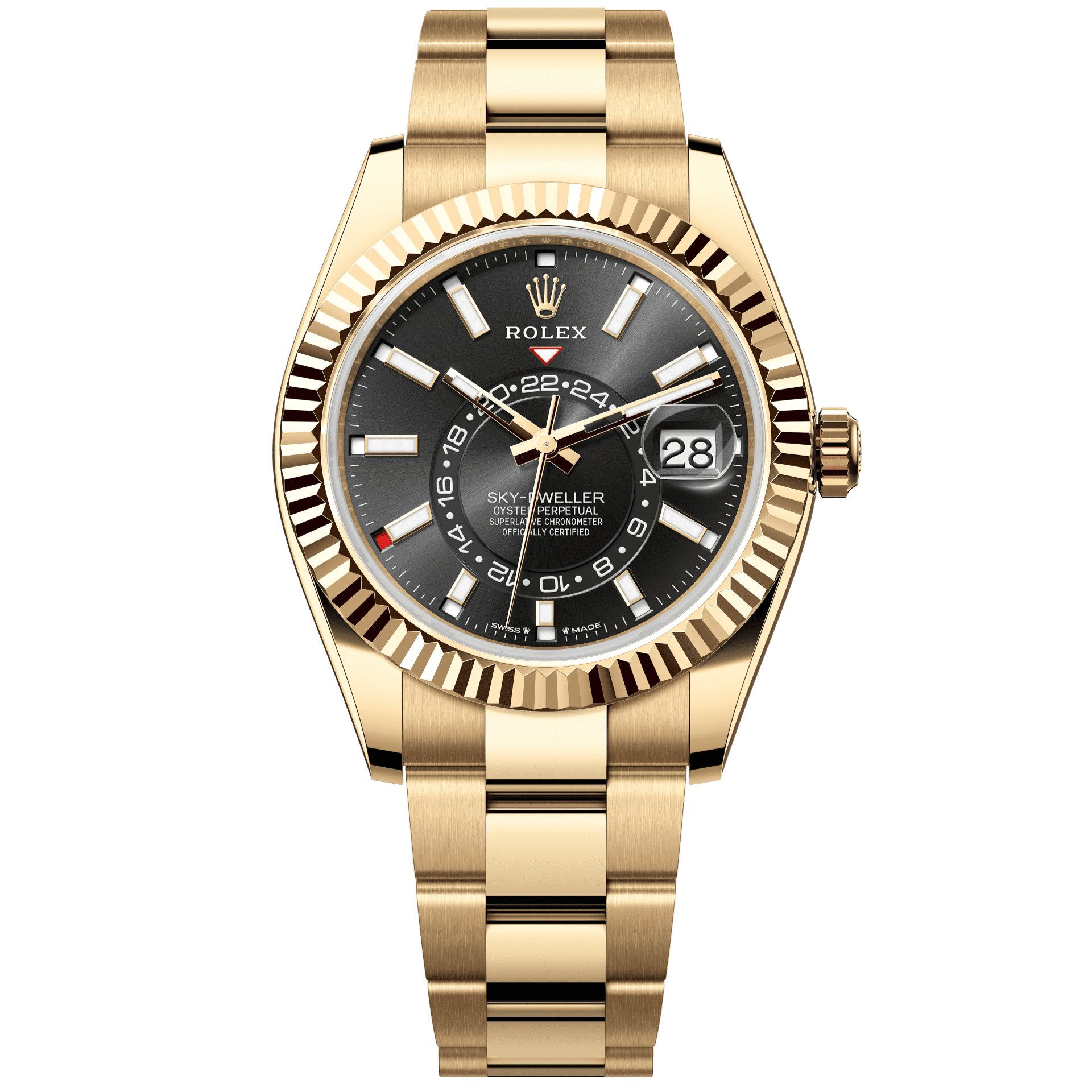 Rolex Sky-Dweller 42 mm Bright Black Dial 18k Yellow Gold Oyster 336938-0002 - WATCHXNYC