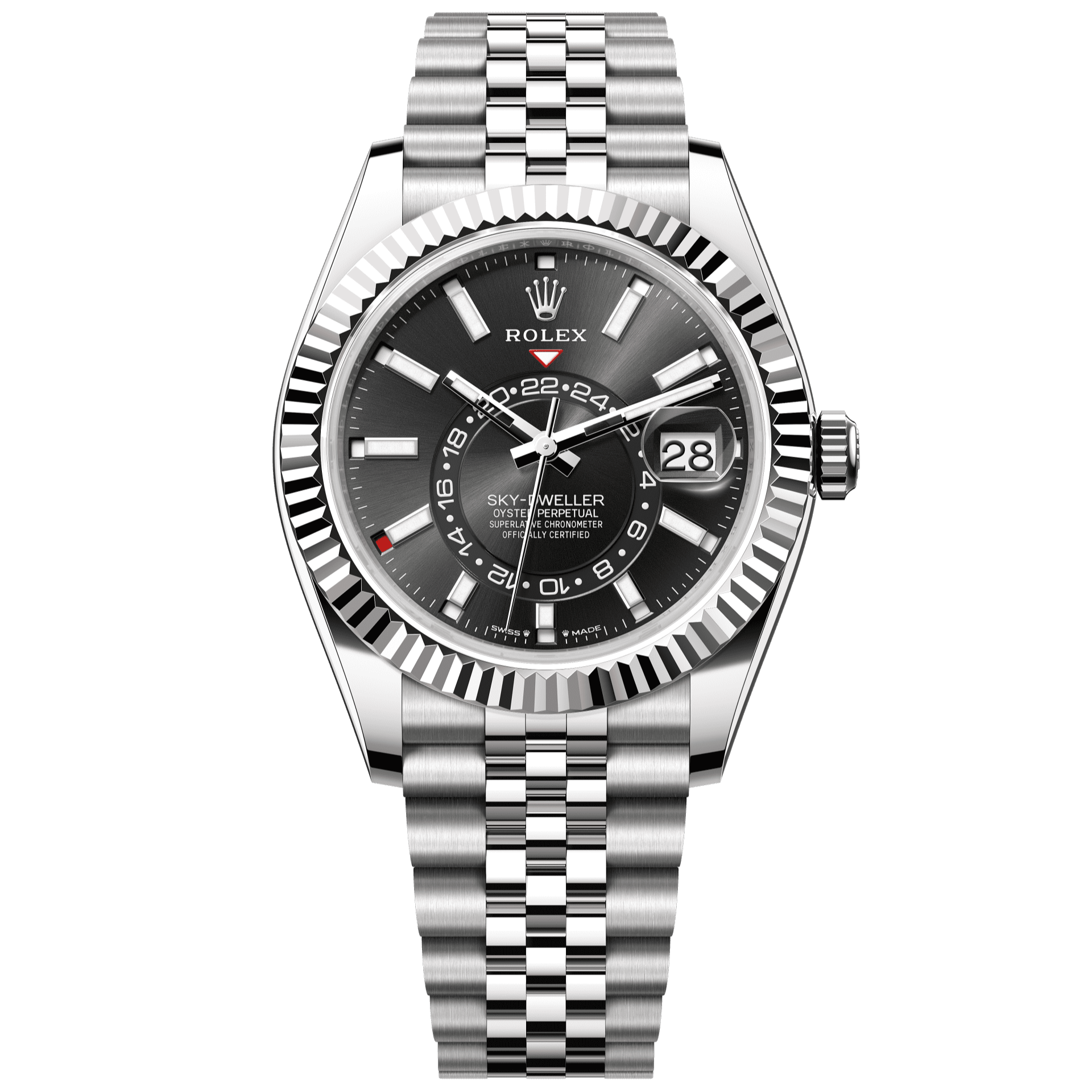 Rolex Sky-Dweller 42 mm Bright Black Dial Oystersteel and white gold Jubilee Bracelet 336934-0008 - WATCHXNYC
