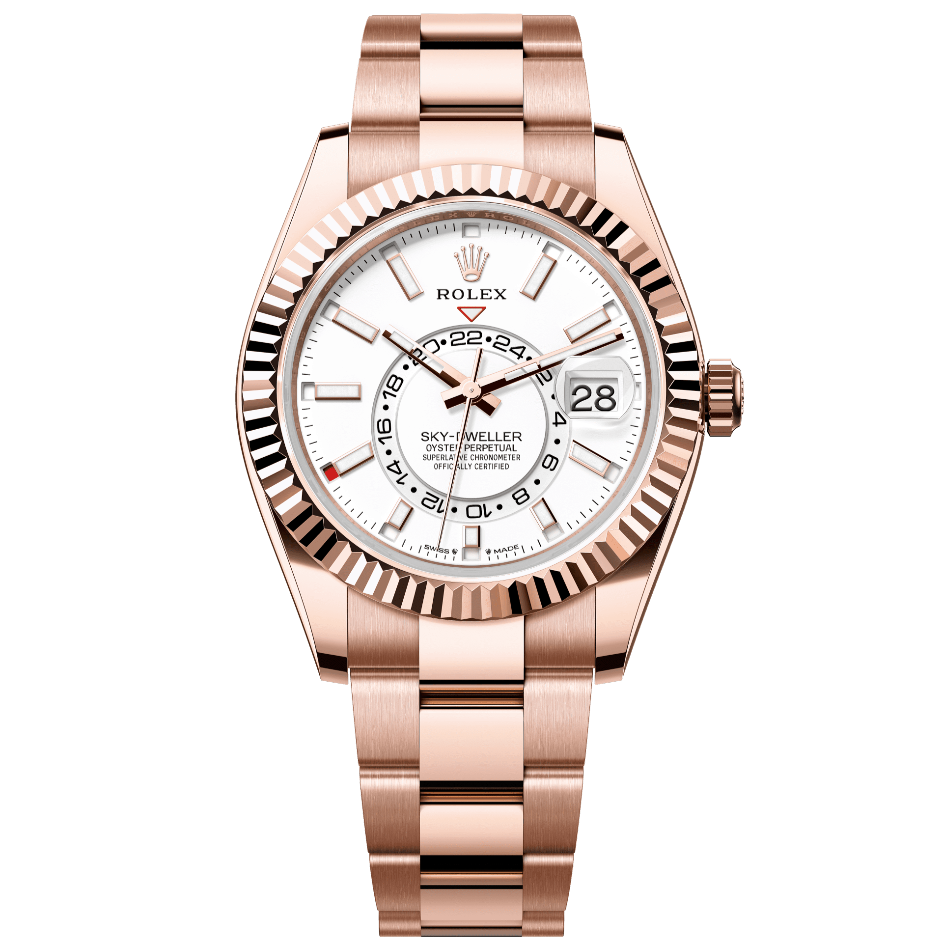 Rolex Sky-Dweller 42 mm Intense White Dial 18 kt Everose Gold Oyster 336935-0003 - WATCHXNYC