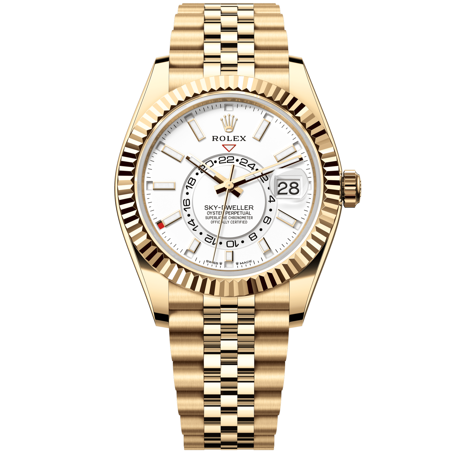 Rolex Sky-Dweller 42 mm Intense White Dial 18k Yellow Gold Jubilee 336938-0006 - WATCHXNYC