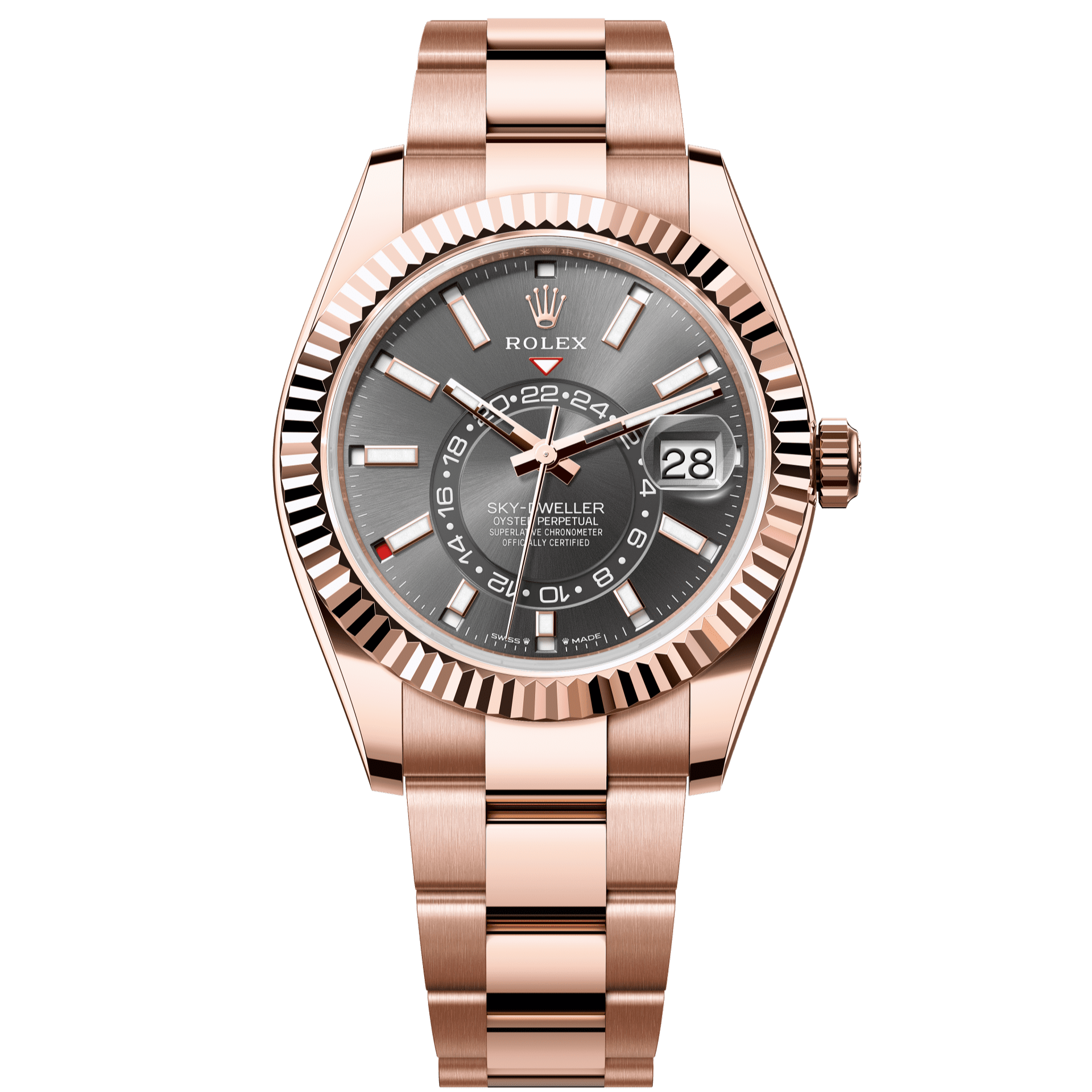 Rolex Sky-Dweller 42 mm Slate Dial 18 kt Everose Gold Oyster 336935-0004 - WATCHXNYC