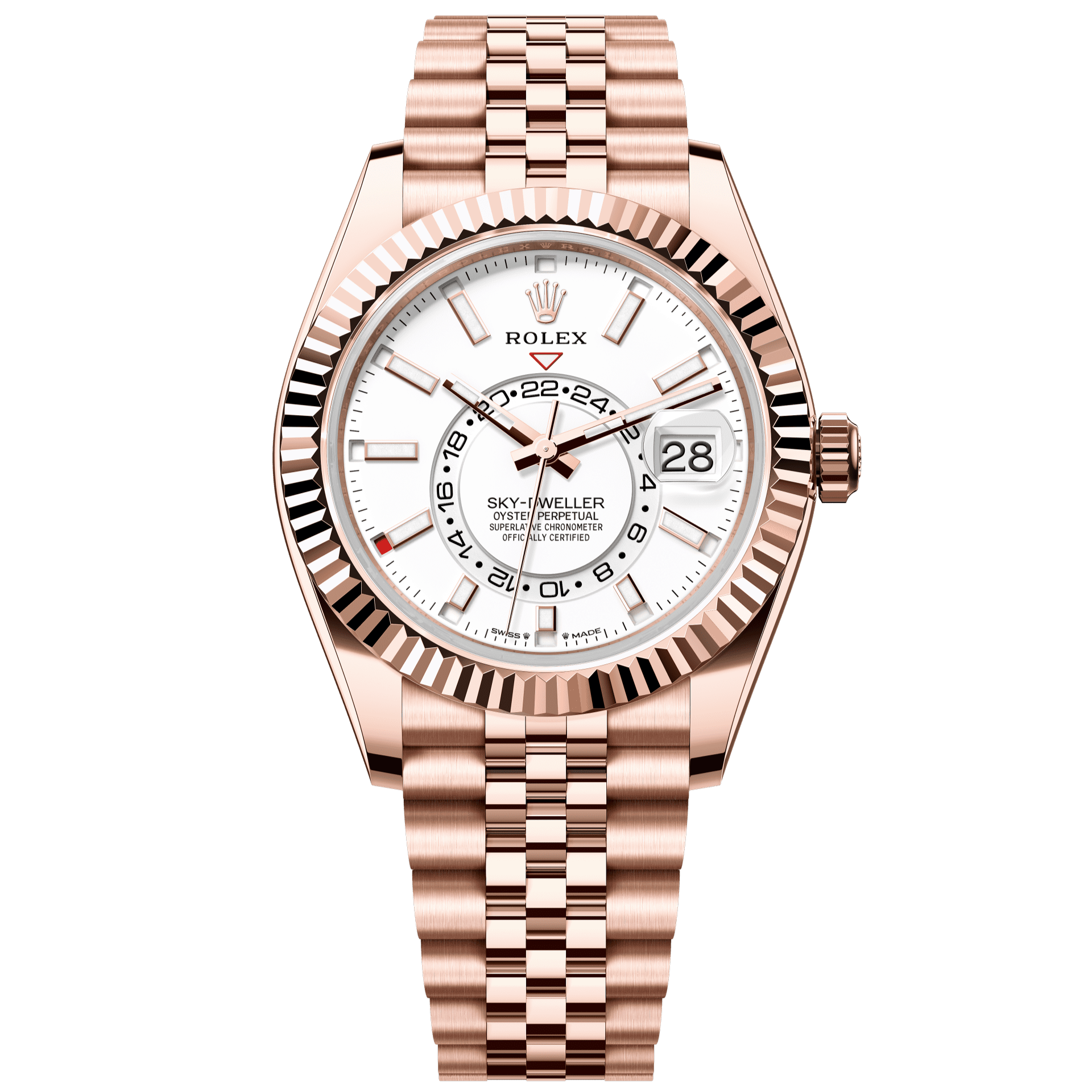 Rolex Sky-Dweller Oyster 42 mm Intense White Dial 18 kt Everose Gold Jubilee 336935-0007 - WATCHXNYC