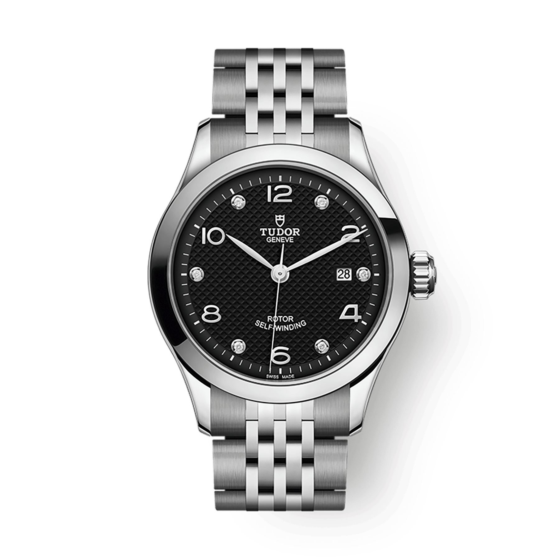 Tudor 1926 28 mm Black Dial with Diamonds Stainless Steel Bracelet M91350-0004 - WATCHXNYC