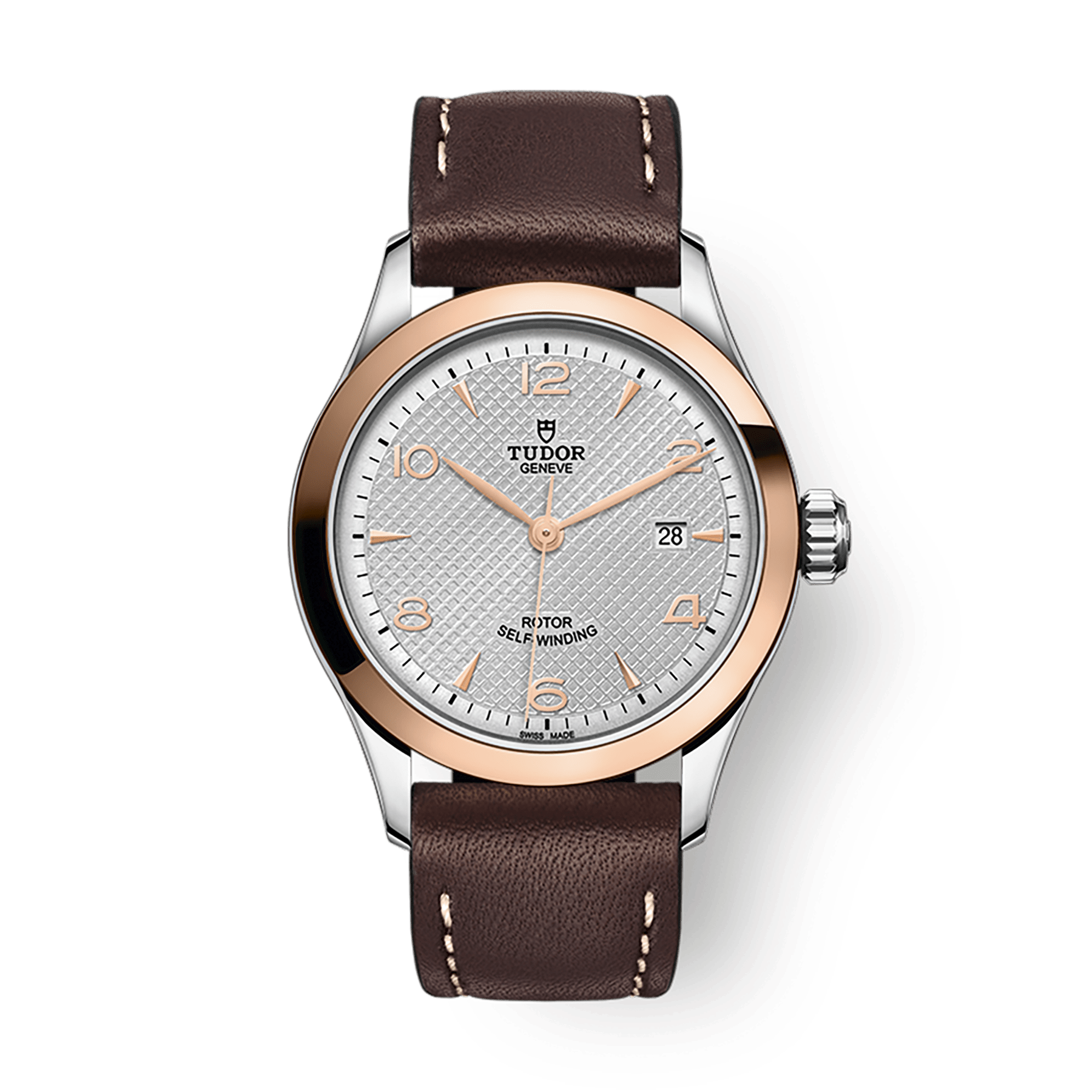 Tudor 1926 28 mm Silver Dial Stainless Steel Leather Strap M91351-0005 - WATCHXNYC