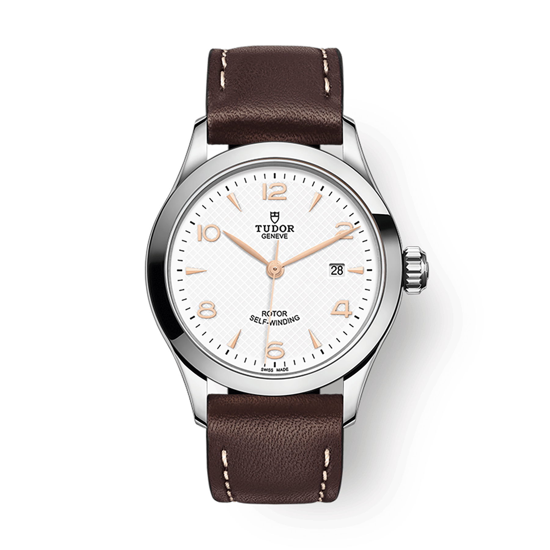 Tudor 1926 28 mm White Dial Stainless Steel Leather Strap M91350-0012 - WATCHXNYC
