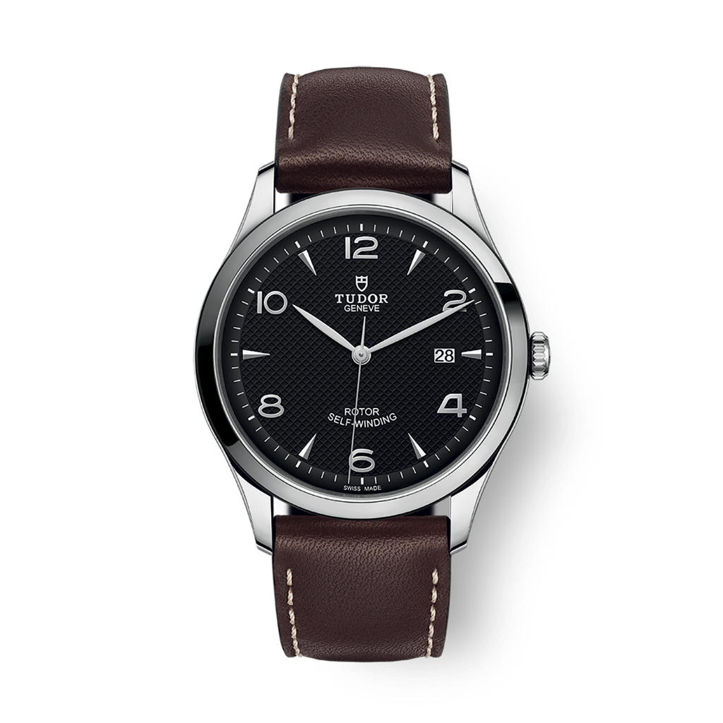 Tudor 1926 41 mm Black Dial Stainless Steel Leather Strap M91650-0008 - WATCHXNYC