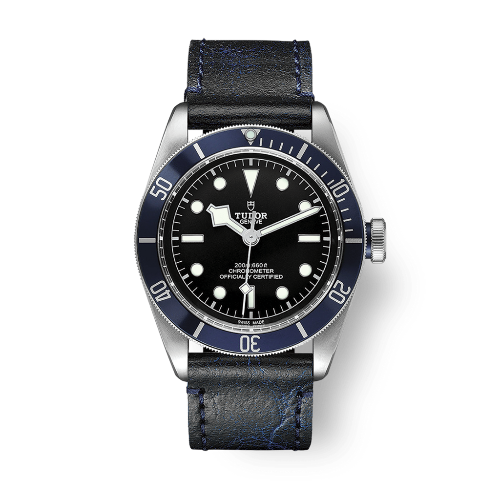 Tudor Black Bay 41 mm Black Dial Stainless Steel Leather Strap M79230B-0007 - WATCHXNYC