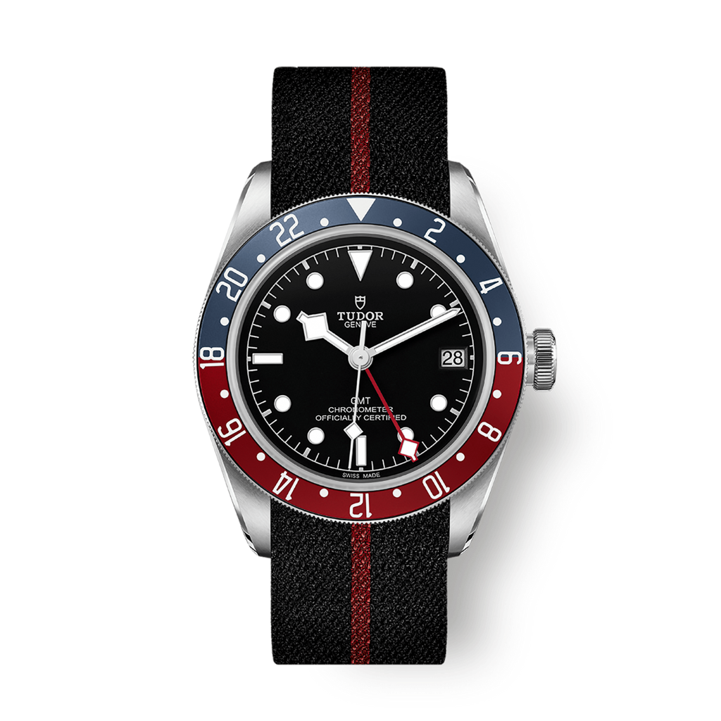 Tudor Black Bay GMT 41 mm Black Dial Stainless Steel Fabric Strap M79830RB-0003 - WATCHXNYC