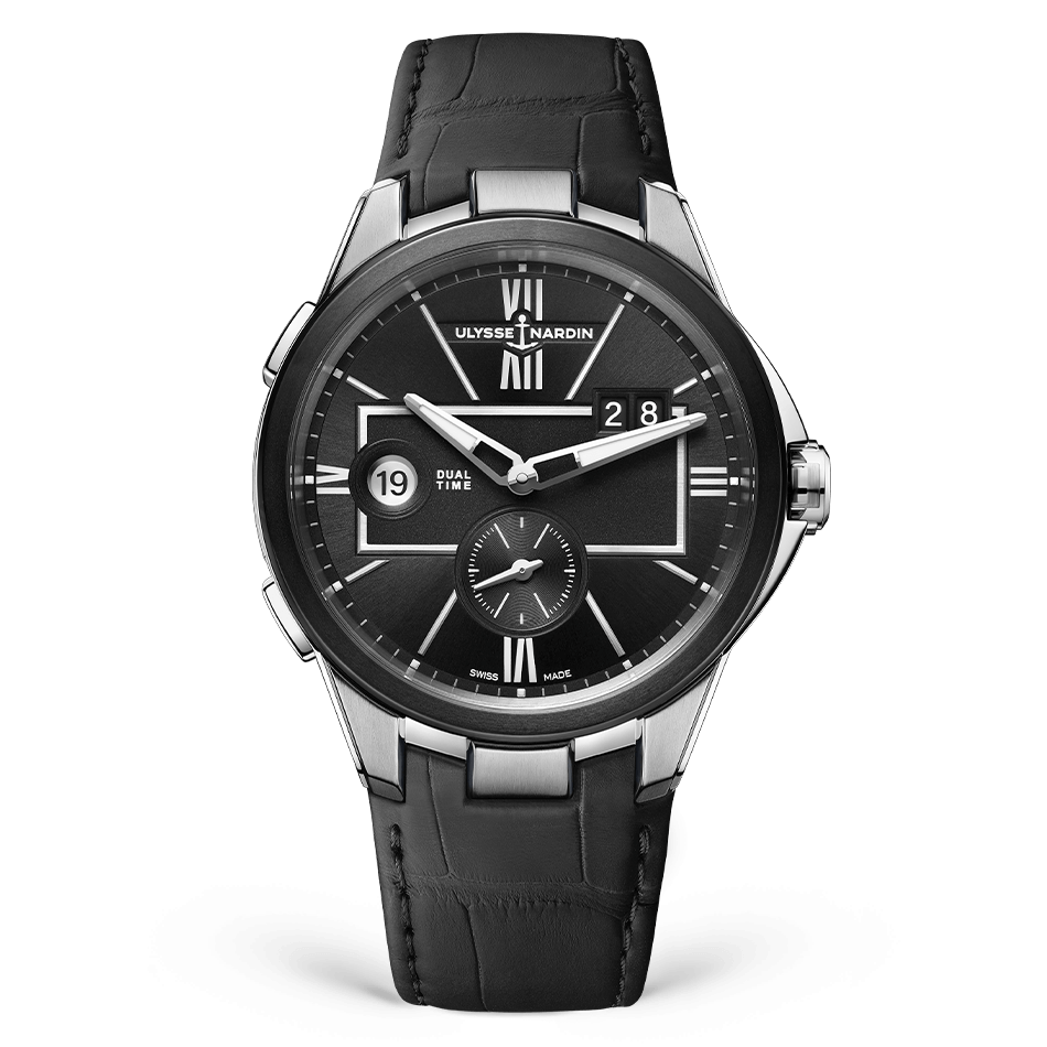 Ulysse Nardin Blast Dual Time 42 mm Black Dial Stainless Steel Leather Strap 243-20/42 - WATCHXNYC