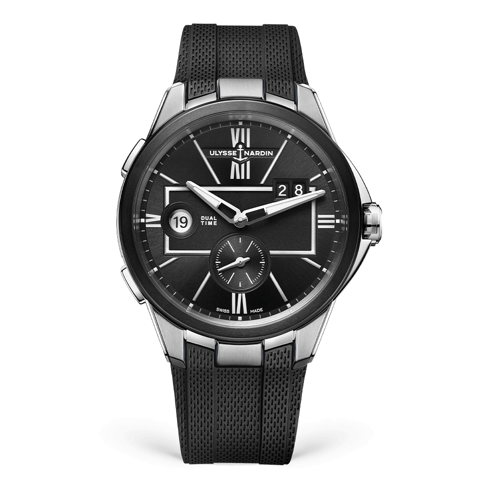 Ulysse Nardin Blast Dual Time 42 mm Black Dial Stainless Steel Rubber Strap 243-20-3/42 - WATCHXNYC