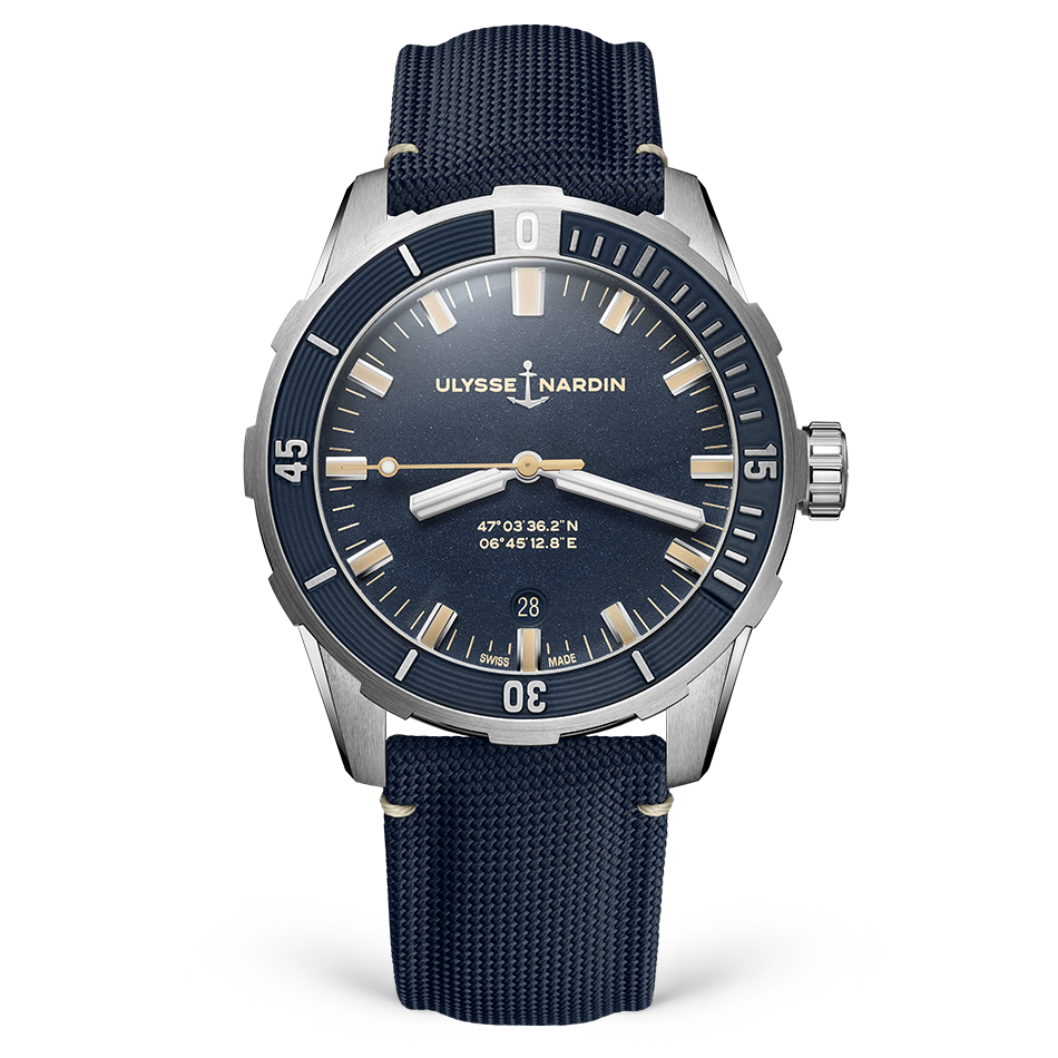 Ulysse Nardin Diver 42 mm Dark Blue Dial Stainless Steel Fabric Strap 8163-175/93 - WATCHXNYC